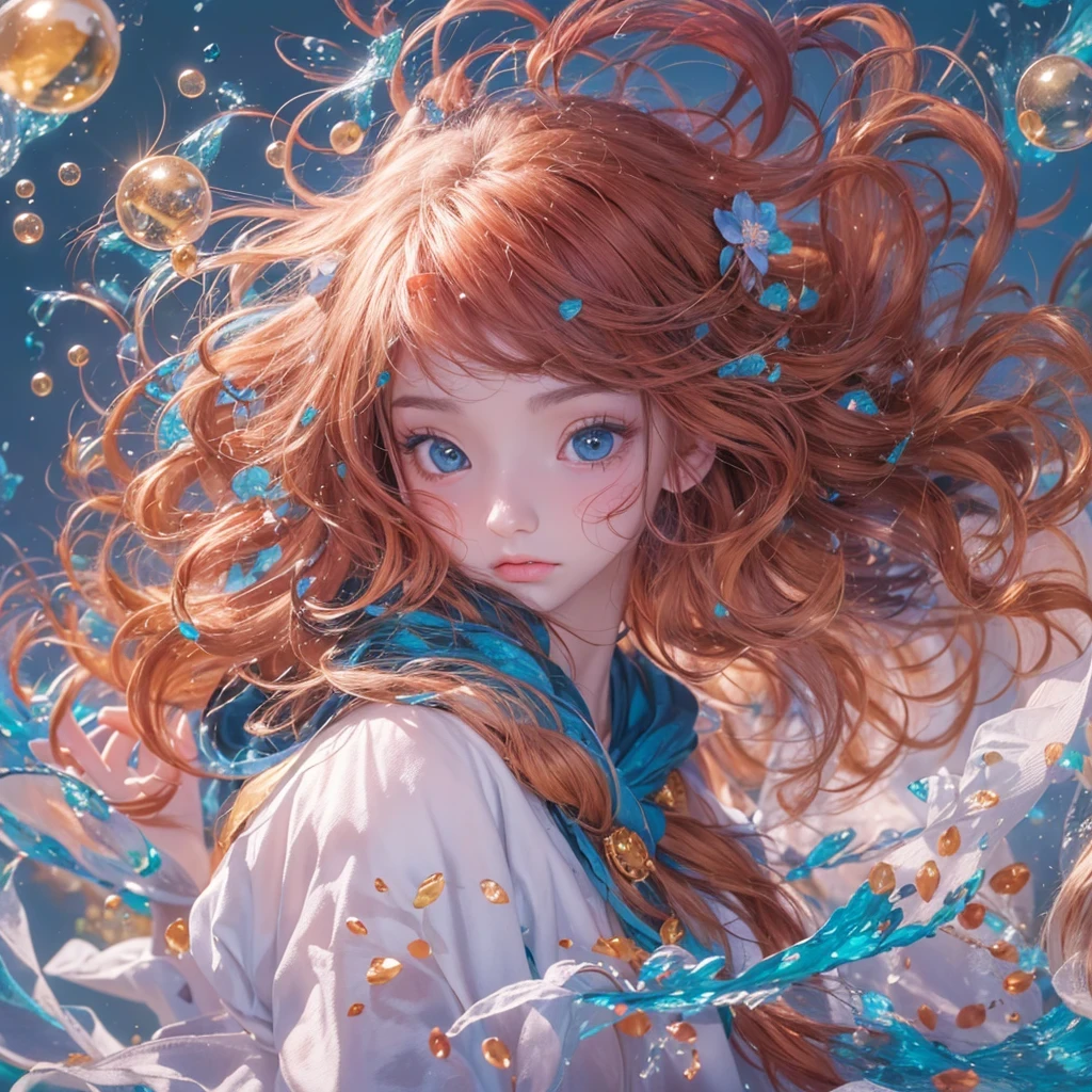 浅蓝 blue colors,enamel,红agates,A flesh-colored world,Blood Blue Maiden 32k(masterpiece,HD,Aoyama Pond,Ultra high quality,32k)Elegant and bright red and blue long hair,blood pool,Ziddink, a color,Grumpy (After greeting), (Linen scarf), fighting stance, looking at the ground, long white hair, Floating bright blue, Fire cloud gold headdress, Chinese long-sleeved gold silk burgundy garment, (Abstract metaverse splash:1.2), White background,Peony flower vitality protector(realistically:1.4),bright purple hair,Smoke on the road,The background is very pure, high resolution, detail, RAW photos, Sharp Re, Nikon D850 film photo by Jefferies Lee 4 Kodak Portra 400 camera F1.6 guns, colorful, Ultra-realistic and vivid textures, dramatic lighting, Unreal Engine Art Station Trend, Sinest 800,A girl with long flowing bright blue hair,huge colorful bubbles