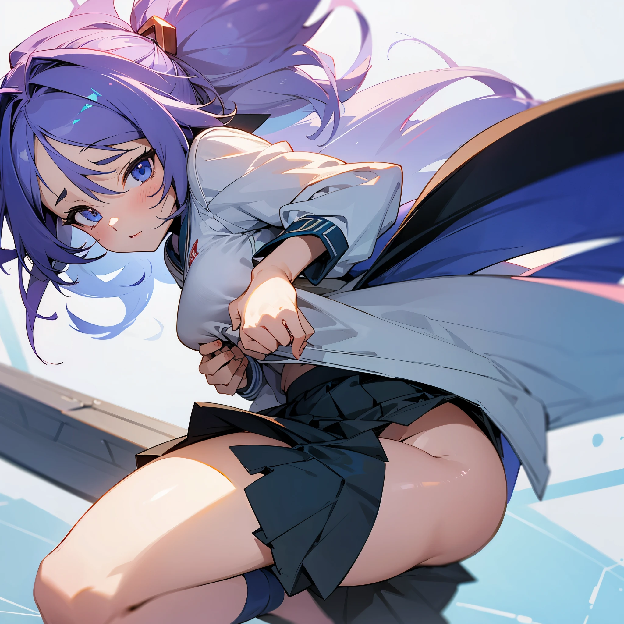 Anime girl lifting her skirt showing her vagina