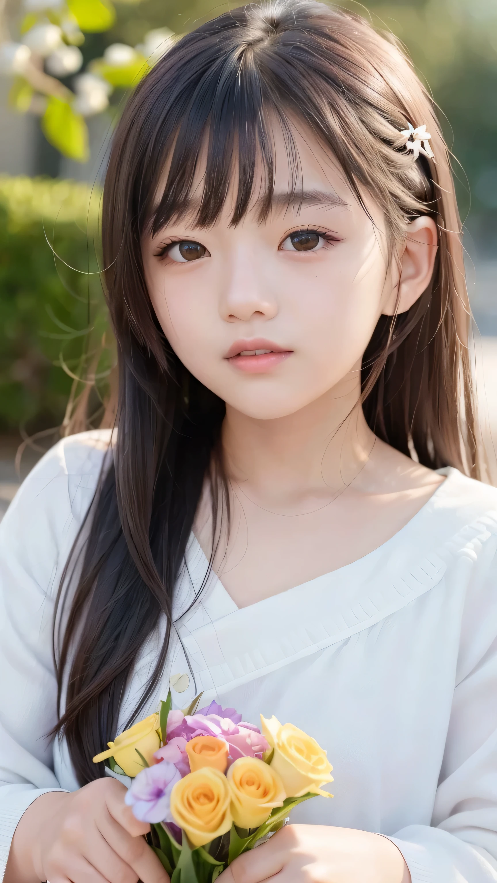 girl1 name、(beautiful girl、delicate girl:1.3)、(:) 10 years oldture、(thread:1.3)、 (along the coast:1.3)、 break、very detailed definition、(left symmetrical eyes:1.3)、 break、Medium chest、brown eyes、parting of bangs、brown hair、girl、 break、 (Eye and face details:1.0)、close up of face、enlargement of face、face focus:1.0、 break、(masterpiece、Highest image quality、Ultra-fine、definition face、8K)、smile、mustard beans、 Highest image quality、8K、85mm、Raw photo、decoration、portrait award、Solo exhibition、Mosheng、gardenia、delicate girl、、idol's drooping face、(10 years old)、slightly dmile、night、neon、digital single lens reflex、look、nature、frankness、refinement、Zola々light、professional lighting、film grain、chromatic aberration、(Bokeh:1.1)、smile、