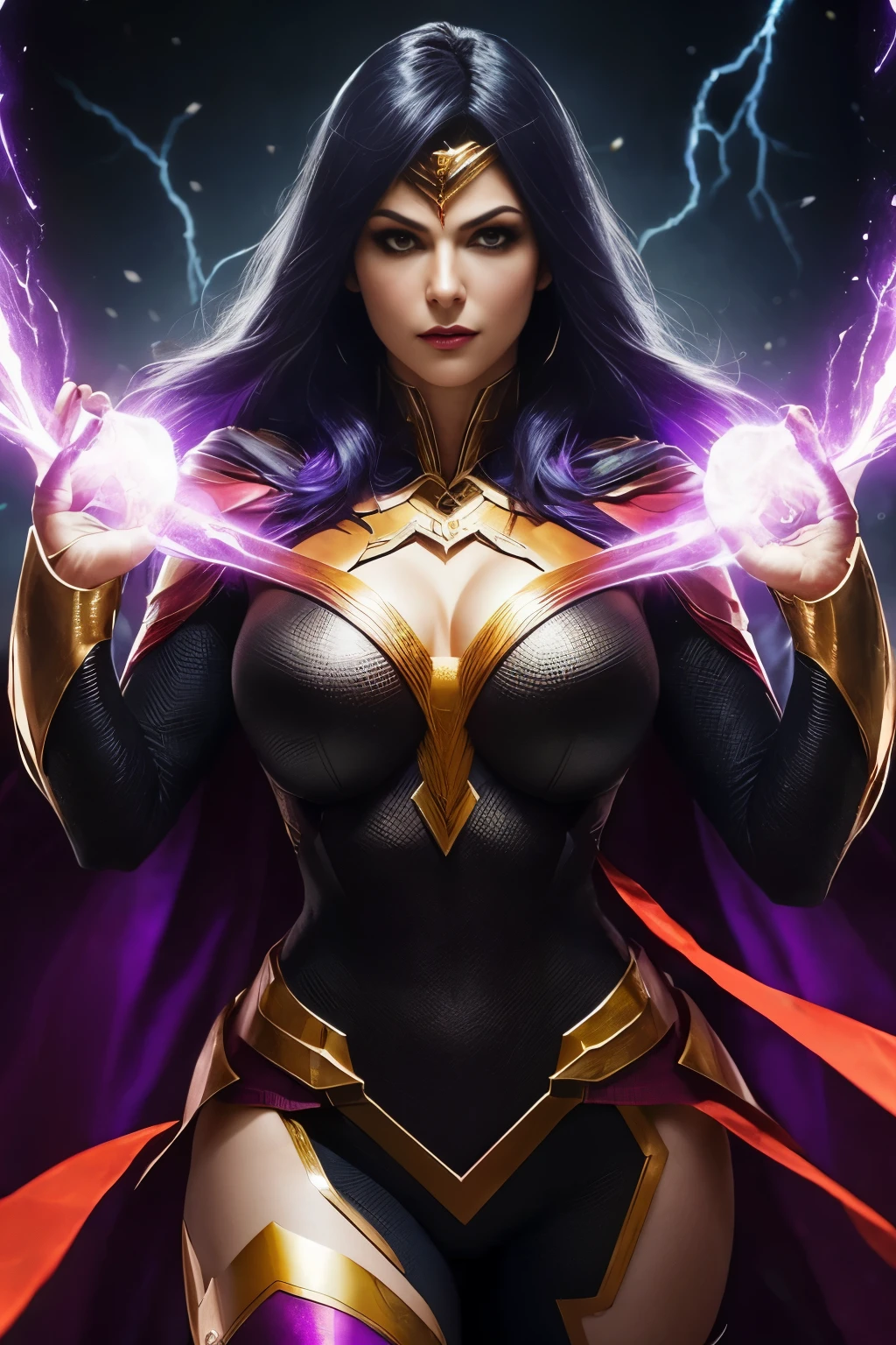 (papel de parede 8k extremamente detalhado), An average necromancer photo of a corrupted superheroine, intrincado, alto detalhe, Dramatic