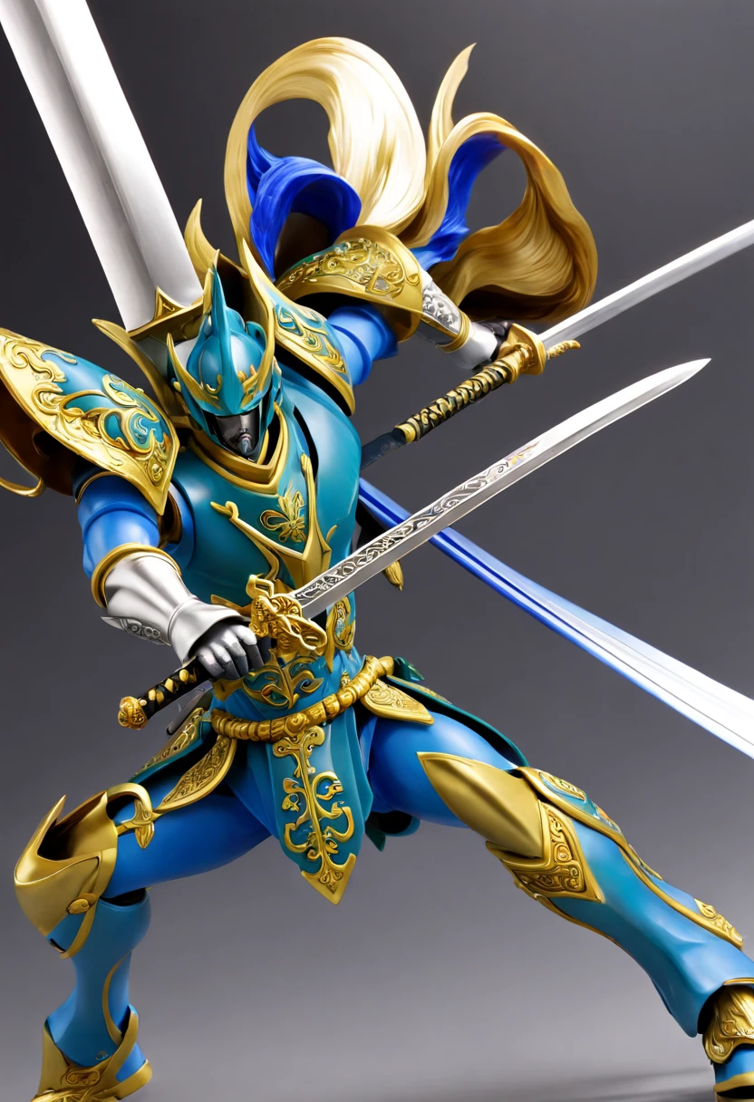 (a sword),blue hilt,grey blade,green scabbard,background "Fengshen Bang"