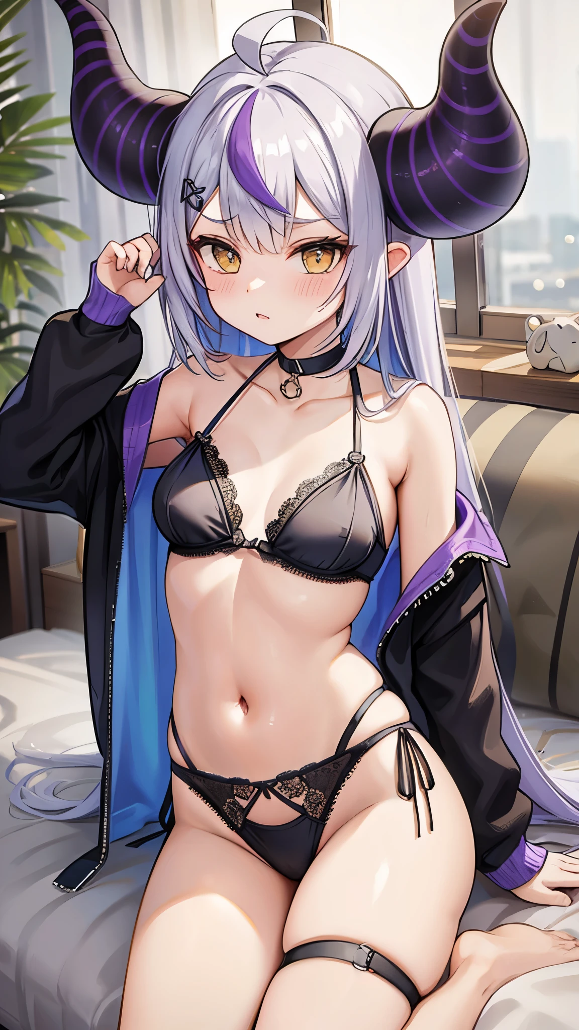 Black purple lingerie