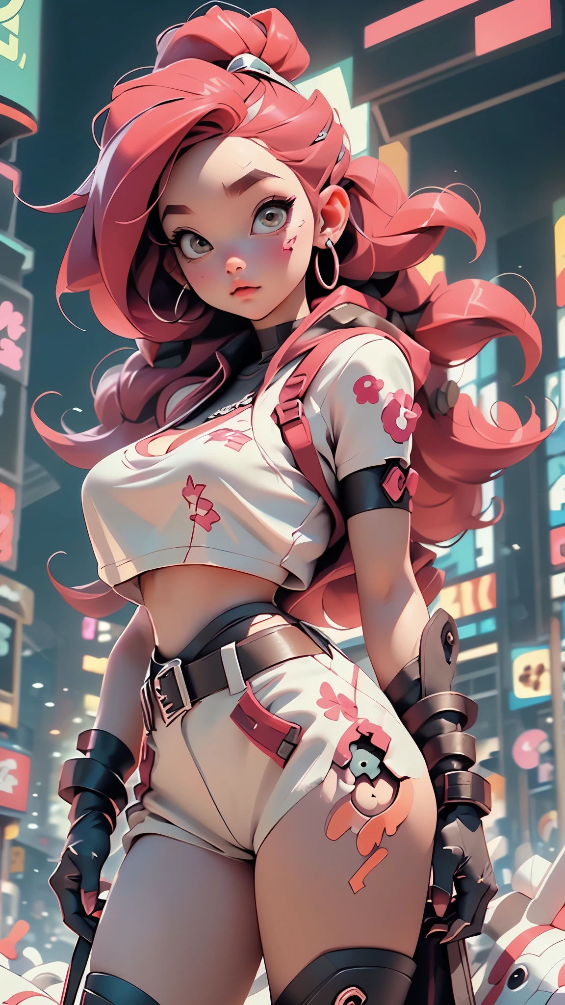 ((Best Quality, best resolution, award-winning portrait, official art)), ((perfect Masterpiece)), ((Realistic)) and ultra-detailed photography of a 1nerdy cyberpunk girl with goth and post apocalyptic colors. She has ((long red hair)), wears a (Harajuku-inspired cyberpunk tech-wear top) and a (Harajuku-inspired cyberpunk tech-wear bottom:1.2) , ((the most beautiful and sexy aesthetic)), sexy, super huge enormously gigantic tits, cleavage showing, hot, sexy, seductive, slutty