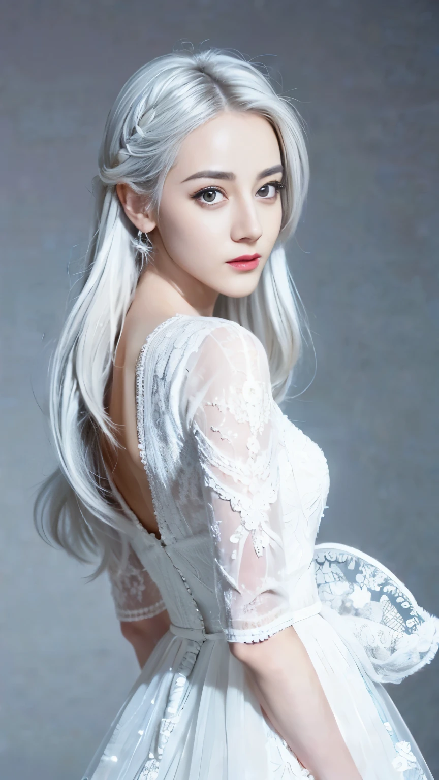 ((top quality、8k、Masterpiece:1.3))、Extremely delicate and beautiful girl,Very white skin,fiery red lips,Waist is very thin,Thighs are very thin,,White and smooth skin,Smooth and fair skin,flawless skin,Fair and shiny skin,cold white skin,The camera focuses on the chest,bright light,hair is white,A pair of huge white wings on the back,hazy light rays,hazy light rays,blurred white background,Long white dress,White hair,white hair,sad,shed tears