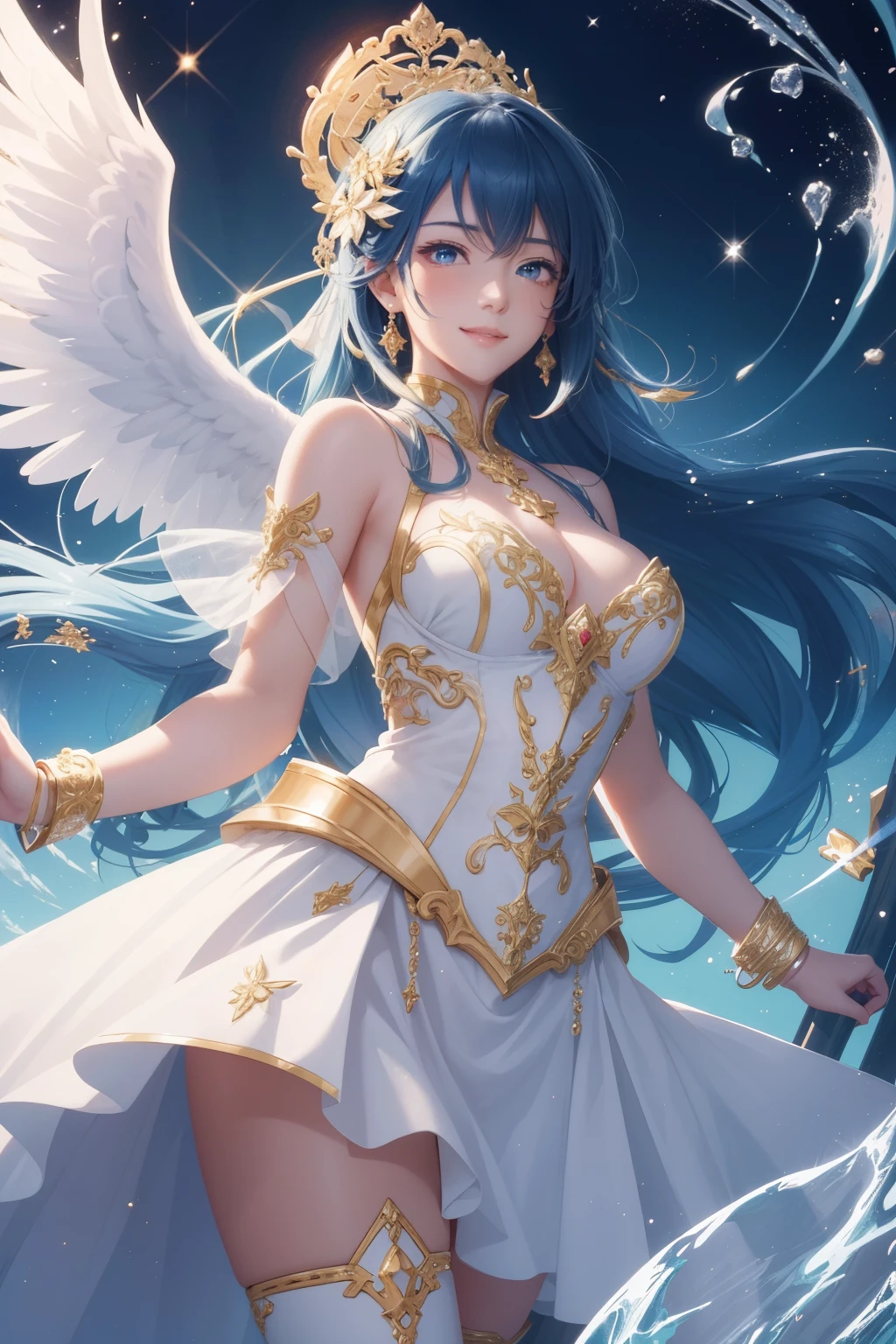 I would be delighted to help you create an image of a Valentine-themed hero in the style of digital art, showcasing a full-length portrait of an anime character radiating joy and positivity. The hero, an ethereal figure with exquisite details, will be adorned with beautiful and intricate designs that embody the essence of Valentine's Day.

He or she will be depicted with a radiant smile that warms the heart, emphasizing their joyous spirit. The lighting, positioned in front to illuminate the features, will magnificently highlight the intricate design, mesmerizing the viewers with its sharp focus and vibrant colors.

The hero will exhibit an angelic a