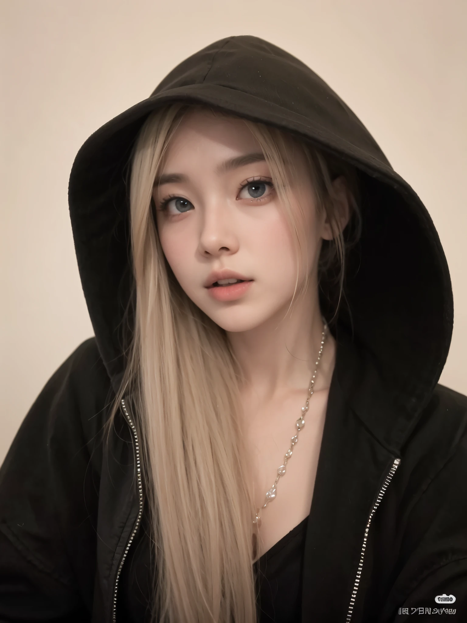 um close up de uma mulher com longos cabelos loiros usando um colar, Jinyoung Canela, Parque Roseanne do Blackpink, Lalisa Manobal, longos cabelos brancos e franja, Ulzzang, Sakimichan, maquiagem sul-coreana popular, retrato de Kim Petras, Heonhwa Choe, franja branca, Retrato de Jossi do Blackpink, maquiagem coreana popular
