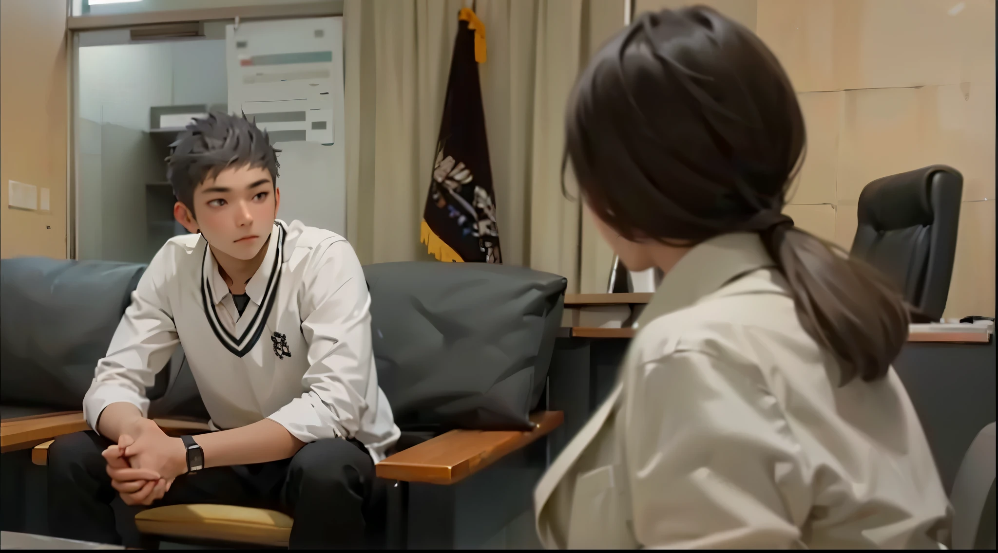 2people, multiple boys, multiple girls, 1boy, 1girl, woman, man, japanese, formal suit, work, office, office desk, office chair, sitting together,
8k, depth of field, masterpiece, photorealistic, RAW photo, best quality, flawless, clean, professional artwork, famous artwork, soft lighting, immersive atmosphere, luminous lighting, muted colors, ultra high res, ultra realistic, intricate details, perfect lighting, vivid color, colorful,
<lora:add_detail:1> <lora:spotlight:0.9>
