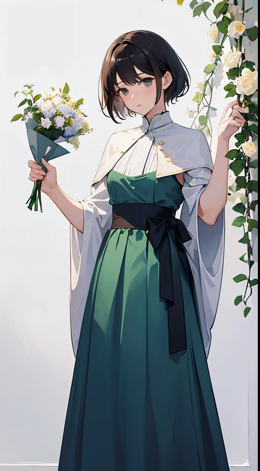 (Sargent style watercolor)、(highest quality、masterpiece)、 (1 female, alone, Upper body:1.2), Clotheinimal, neutral, high quality fabric, exterior: Simple hairstyles, beautiful makeup, effortless beauty, action: considerate, Intentional, meditative, Location: nature, yoga studio, quiet space, Hobby editing, read