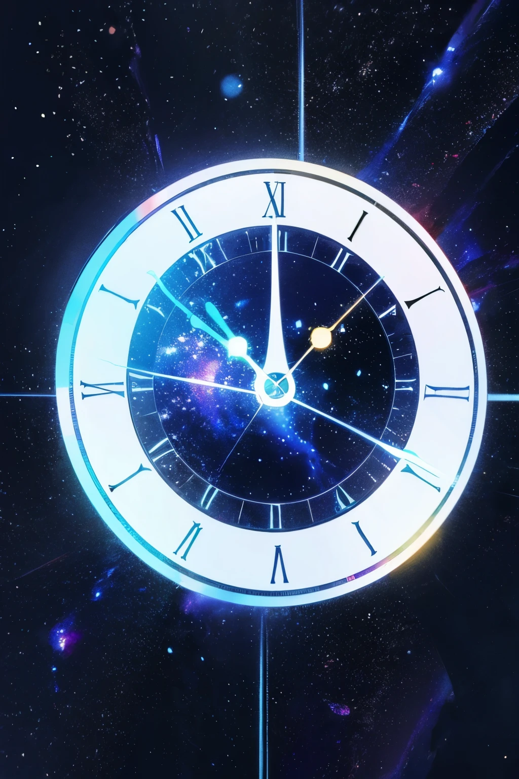Floating galactic clock in the space, Galaxy style, no character, only background