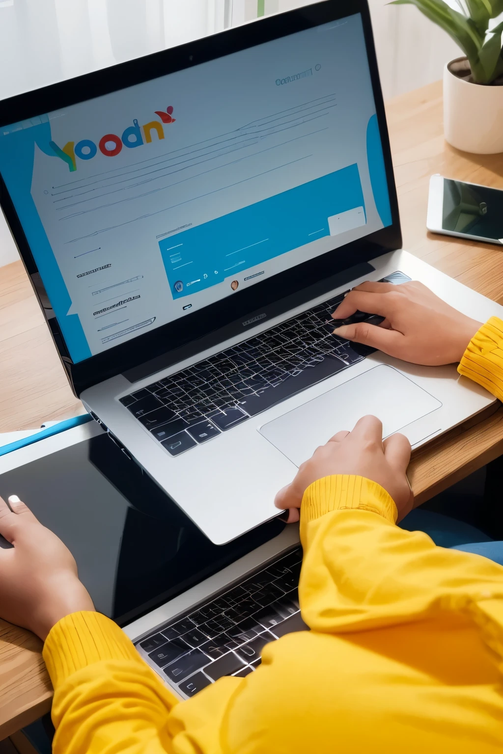 A person using a laptop with a growth chart next to them. Vibrant and eye-catching colors that catch the reader’s attention (como: preto e amarelo). Call to action:
Download now and start applying digital marketing strategies to your business! Mantenha a capa simples e direta.