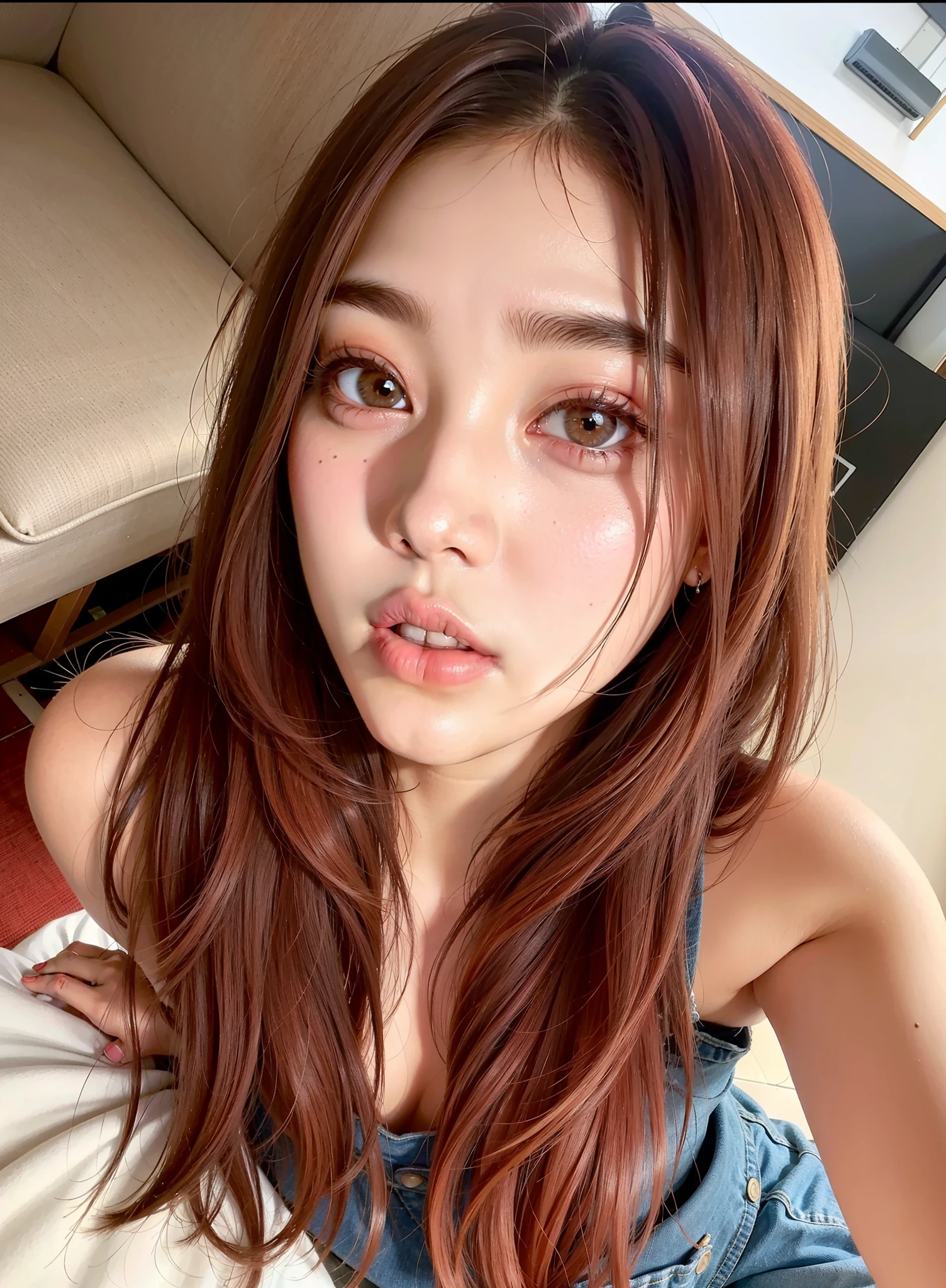 Mujer arafed con cabello rojo y camisa vaquera azul posando para una foto., sun yunjoo, jossi de blackpink, parque roseanne de blackpink, ella tiene el pelo largo y renaranjado, Lalisa Manobal, portrait of jossi de blackpink, Lalisa Manoban de Blackpink, chen xintong, heonhwa choe, tzuyu de dos veces