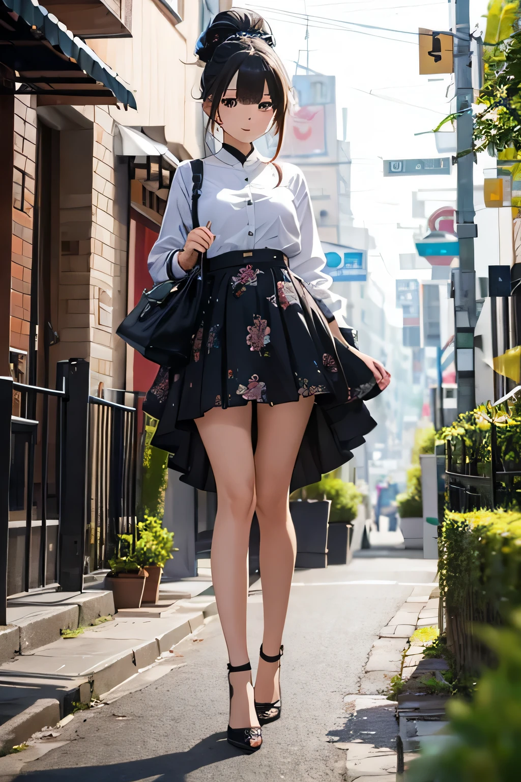 Get ready to be mesmerized by a beautiful Asian girl who stands out from the crowd with her unconventional clothing and shoe design that will leave you speechless.