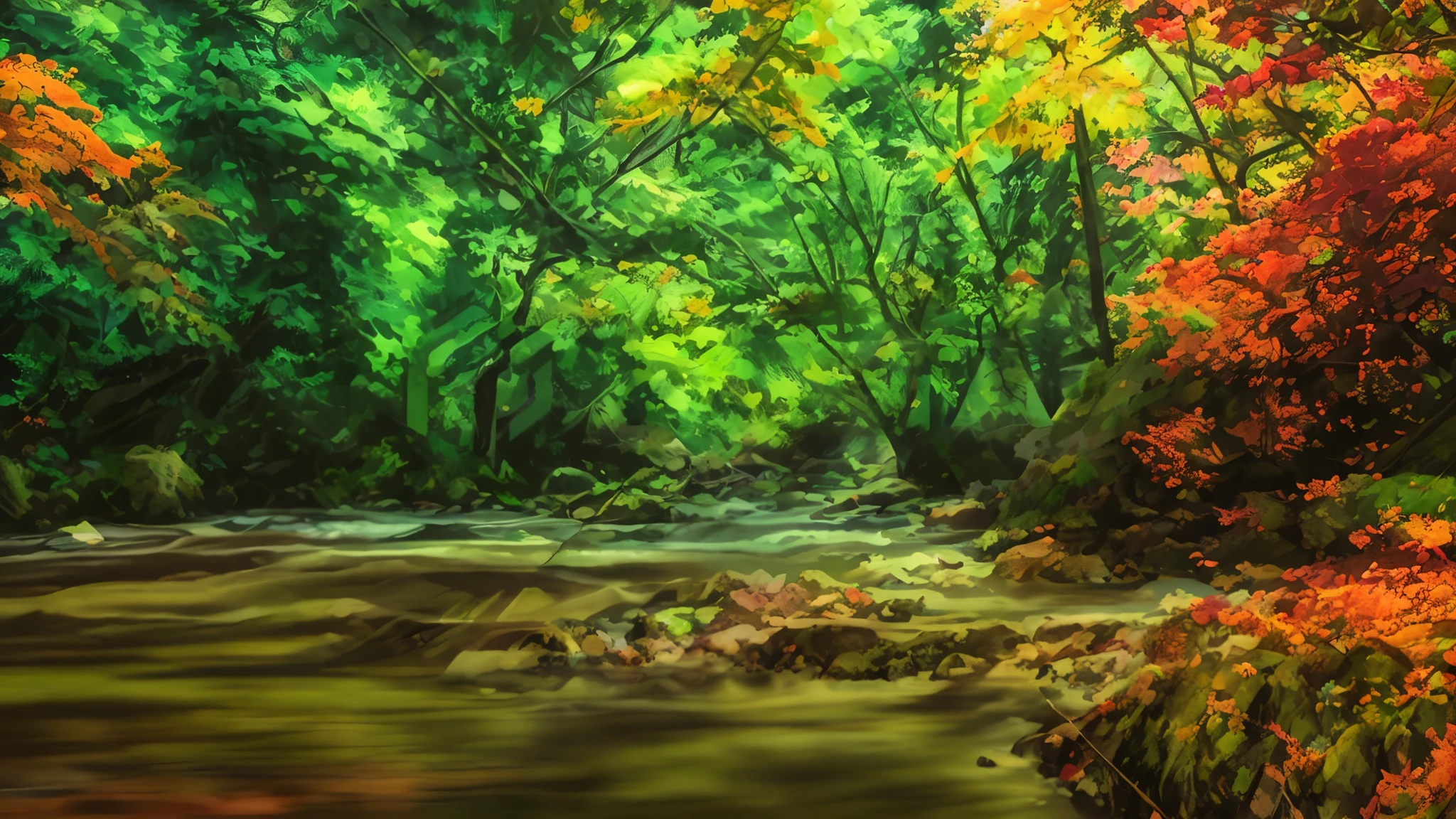 a river in the forest with water flowing through it, river in the forest, forest and river, river in the forest, A gently shining stream of the forest, river flow, water flow, river with stunning water, Vibrant rivers of water, beautiful flowing feeling, small river, sunny environment, japan lush forest, japanese nature, flowing, peaceful environment, shutter stock, そこをflowing川