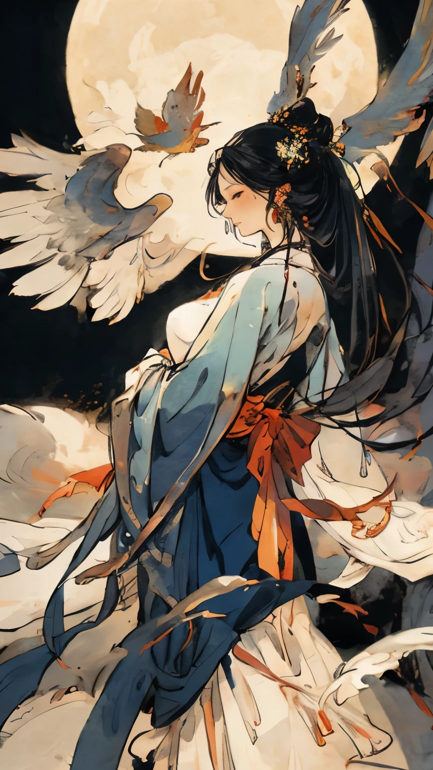 ((best quality)), ((masterpiece)) moon, official, goddess, flower