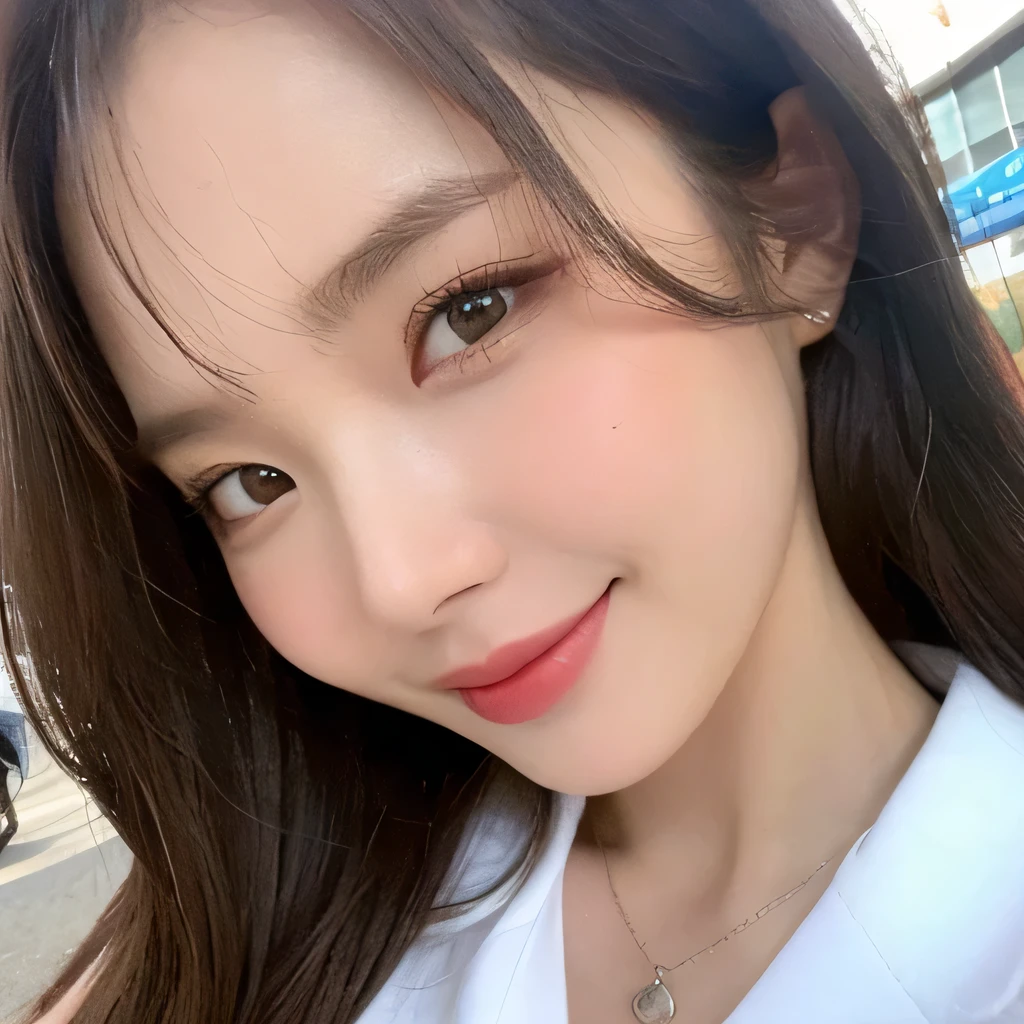 ((highest quality, 8k, masterpiece: 1.3)), sharp focus: 1.2, beautiful woman with perfect figure: 1.4, slim abs: 1.2, (layered hairstyles,: 1.2)), (wet white button long shirt: 1.3), rain: 1.3, street: 1.2, wet body: 1.1, Highly detailed face and skin texture, fine eyes, double eyelid, big breasts, smile,