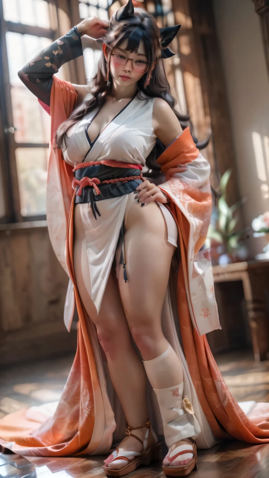 (8K, Best Quality, Masterpiece, Ultra High Definition: 1.2),kimono,Japanese room,hakama,fullbody