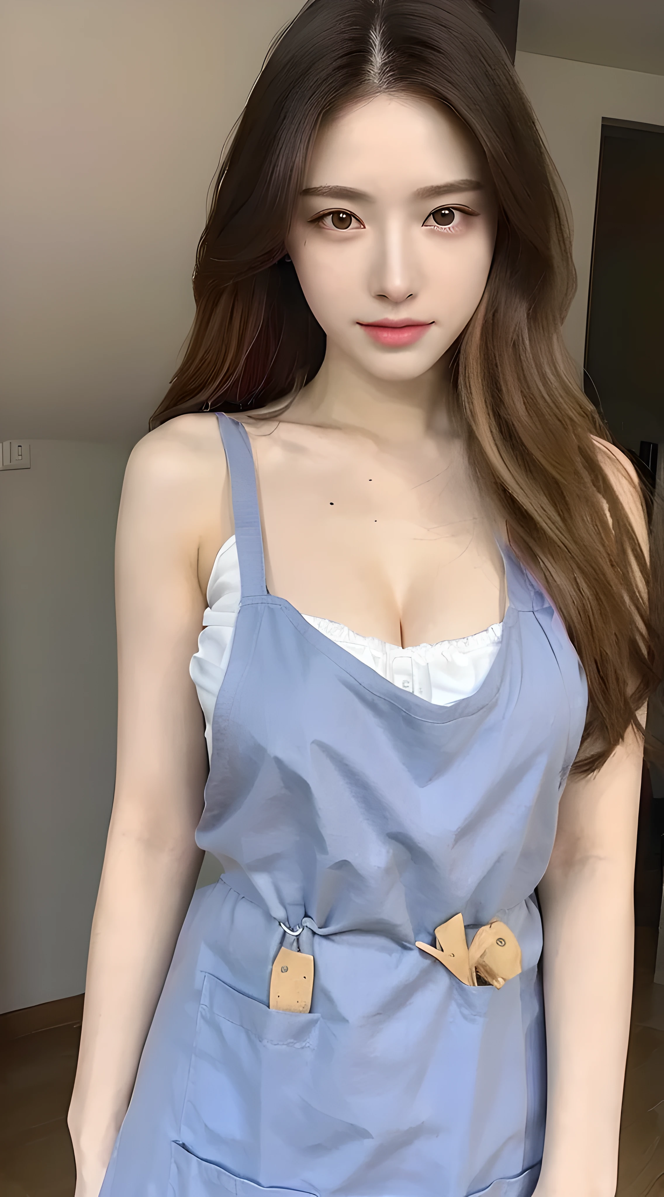 A close up of a woman in a blue dress posing for a picture - SeaArt AI