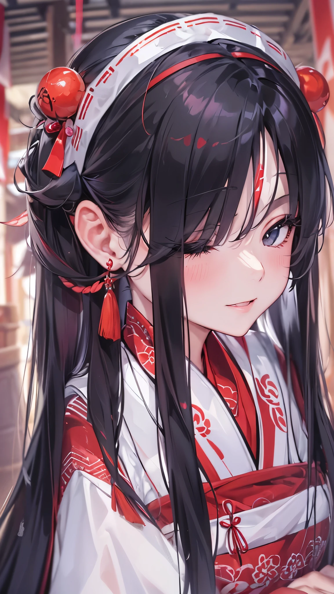 12 years old Lori,Colorful Chinese style costume,Qi bangs black long hair,Small braided sides with braids,Sit in a lotus,Playful eyes,With a smile