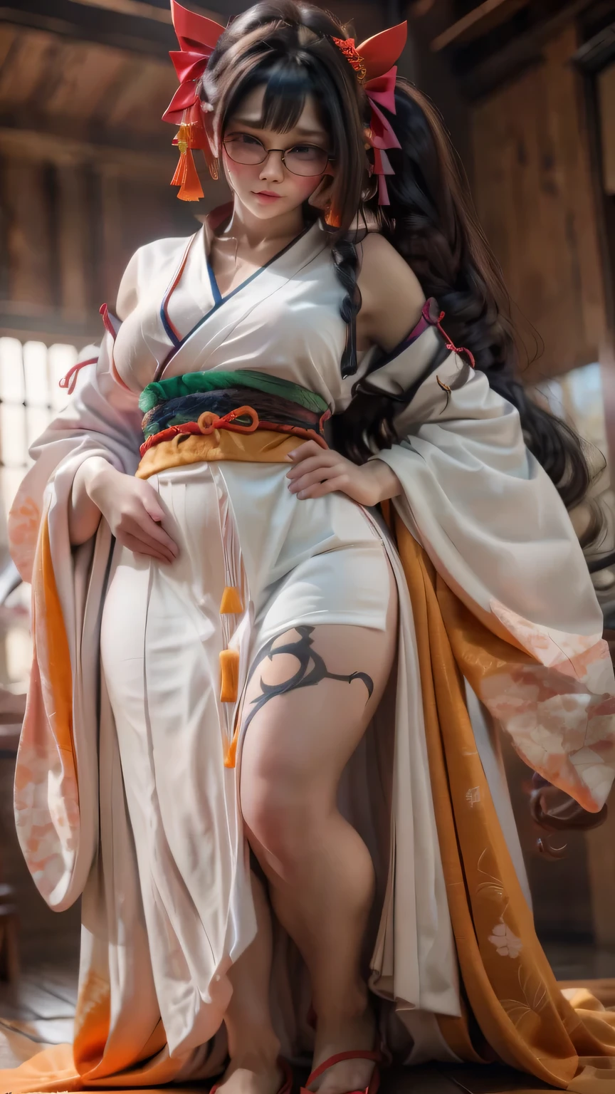 (8K, Best Quality, Masterpiece, Ultra High Definition: 1.2),kimono,Japanese room,hakama,fullbody