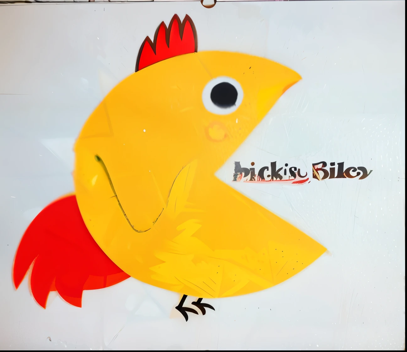 there is a yellow bird with a red beak and a red tail, anthropomorphized chicken, chicken, promo art, cocky smirk, an album cover, freckles on chicks, mmmmm, promotional artwork, album cover, official artwork, album cover!, illustration of a rooster, hylics artwork, promo shot, man dressed as a chicken, cocky