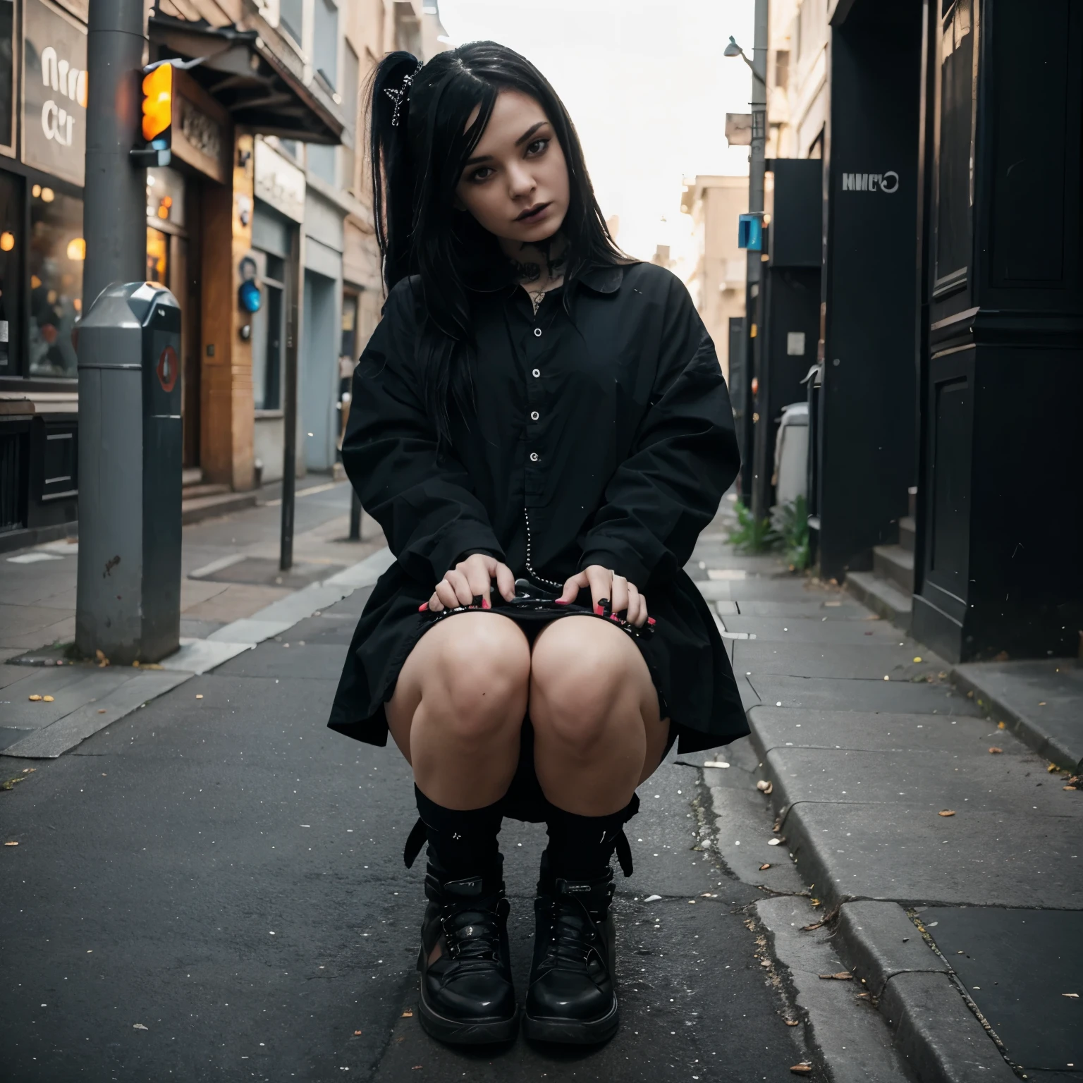Sick goth girl shitting