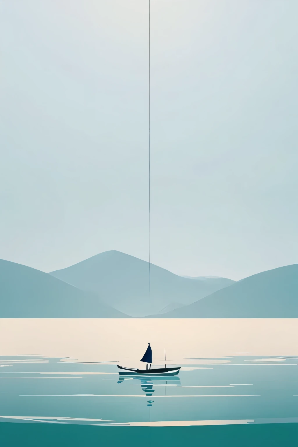 1 Man on the water,minimalist,animation art style