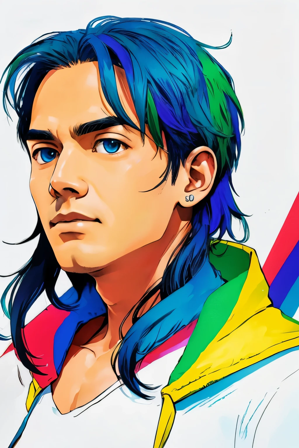 1 man，minimalist，illustration style，Colorful