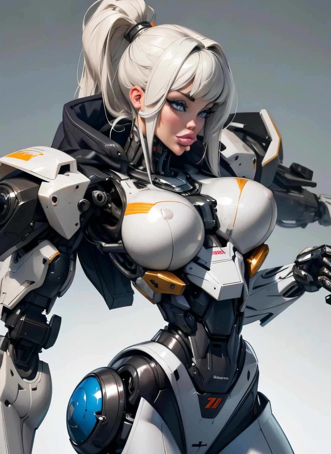 Textured skin, Super Detail, high details, High quality, Best Quality, hight resolution, 1080p, hard disk, Beautiful,(cyborgs),beautiful cyborg woman,Mecha Cyborg Girl,Battle Mode,Girl with a Mecha Body,She wears a battle cyborg mech with a weapon