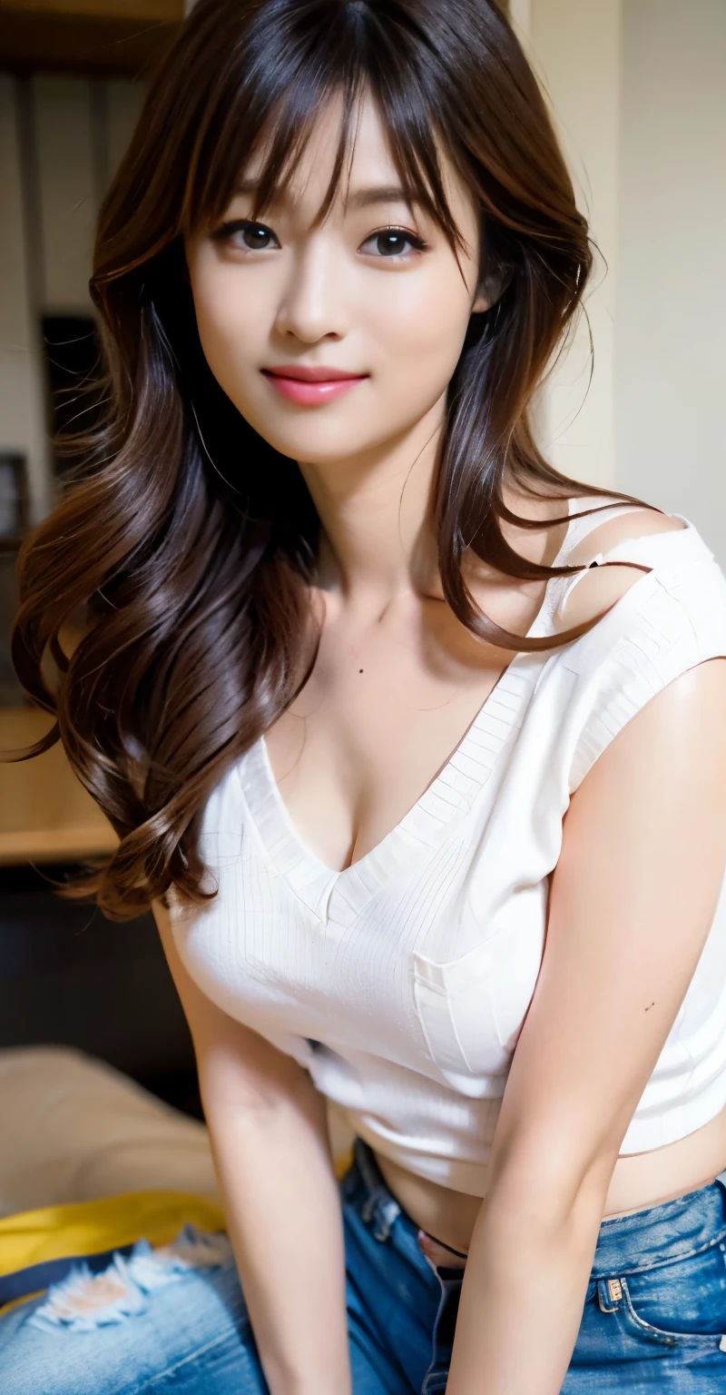 Draw lips correctly, lipstick, De la poitrine vers le haut, best quality, super detailed, Realistic, Peau ultra fine, anatomie parfaite, (1 Japanese mature woman), (seul),Porter une robe col rond haut de gamme vert fleuri,manches courtes,Long wavy hair,femme de 27 anature,sourire charmant,fond de jardin,rester,visage rond, hair tied in ponytail,Le corps est un peu gros,buste moyen,tir de tout le corps