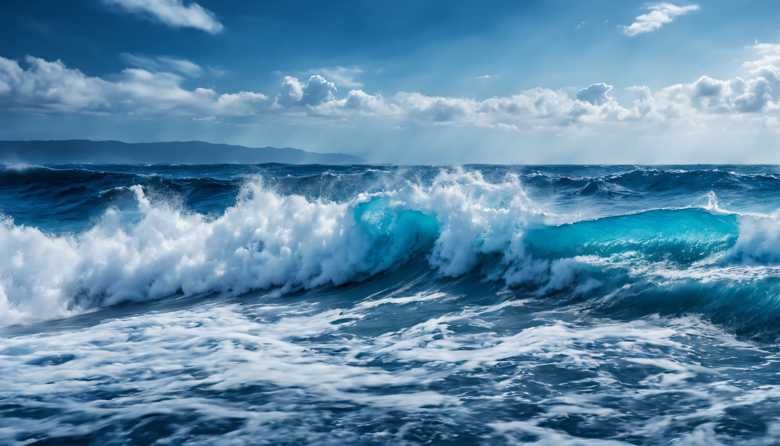 arafed view of a blue ocean with blue waves crashing, chaotic sea setting, breathtaking composition, beautiful sea landscapes, stunning ocean, magnificent background, beautiful background, beautiful dreamy breathtaking, beautiful blue ocean