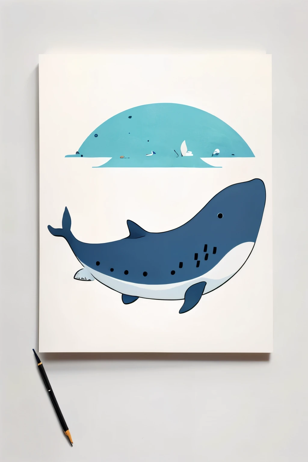 1 whale,minimalist,Simple drawing,illustration style,Colorful