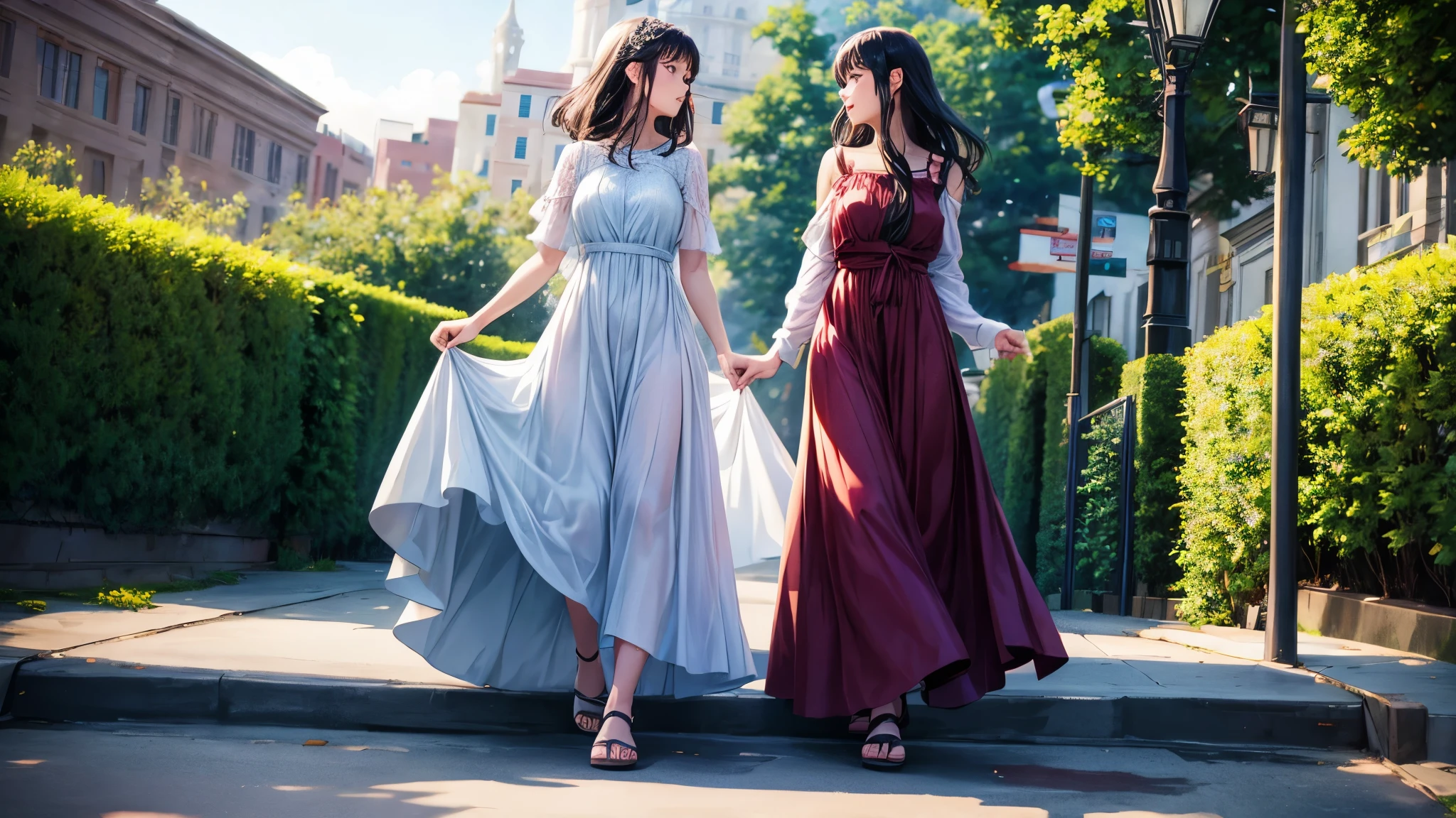 Long dress，youth，woman，Two-dimensional style