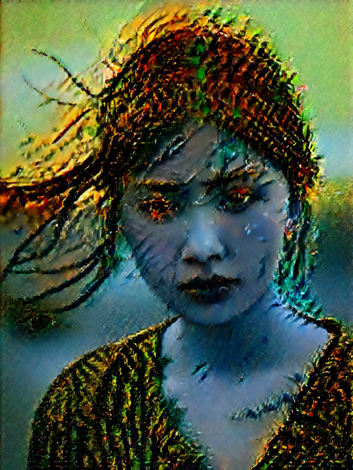 A charming girl facing the wind,with Eastern art influence,a tense expression,and a black theme,A depiction of the phrase 'My heart delights in you,but you do not know',unrequited love,(yearning expression),hidden emotions,(poetic ambiance),subtle landscape,withered branches,barren hill,a sad atmosphere,an ethereal scene,strong wind,heartache,looking at the camera,tears,sad,crying,