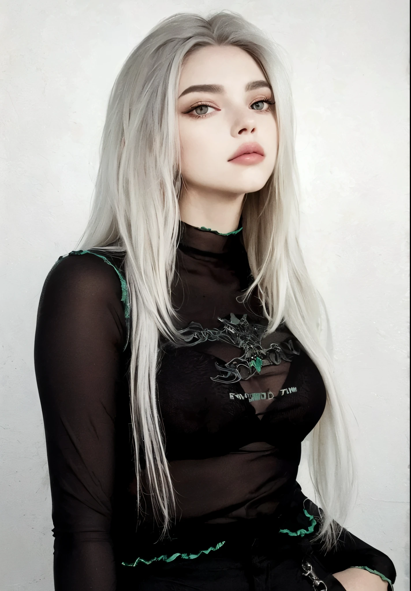 un primer plano de una mujer con cabello largo y rubio que llevaba un top negro, chica perfecta de pelo blanco, ava max, con el pelo largo y blanco, su cabello es blanco, pale gothic beauty, con pelo largo y blanco, muy hermosa top model elfa, pelo largo y liso plateado, pelo largo y blanco y flequillo, chica de pelo plateado, con pelo largo y ojos penetrantes, chica de pelo plateado