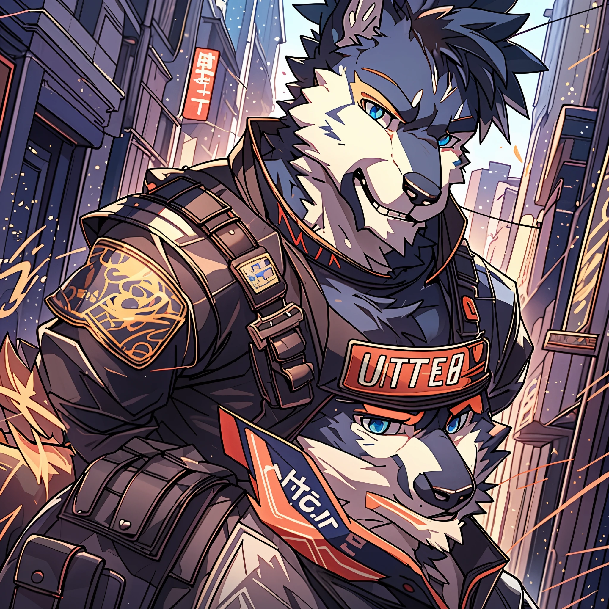 top quality, best quality, highres, masterpiece, super high resolution, detailed background, street, gasping for air(super handsome boys, dog)police officer, swat, police uniform, 6+boys, 6+girls, absurdres(highly detailed beautiful face and eyes)perfect anatomy, good lighting, volumetric lighting, cinematic shadow(kemono, furry anthro),