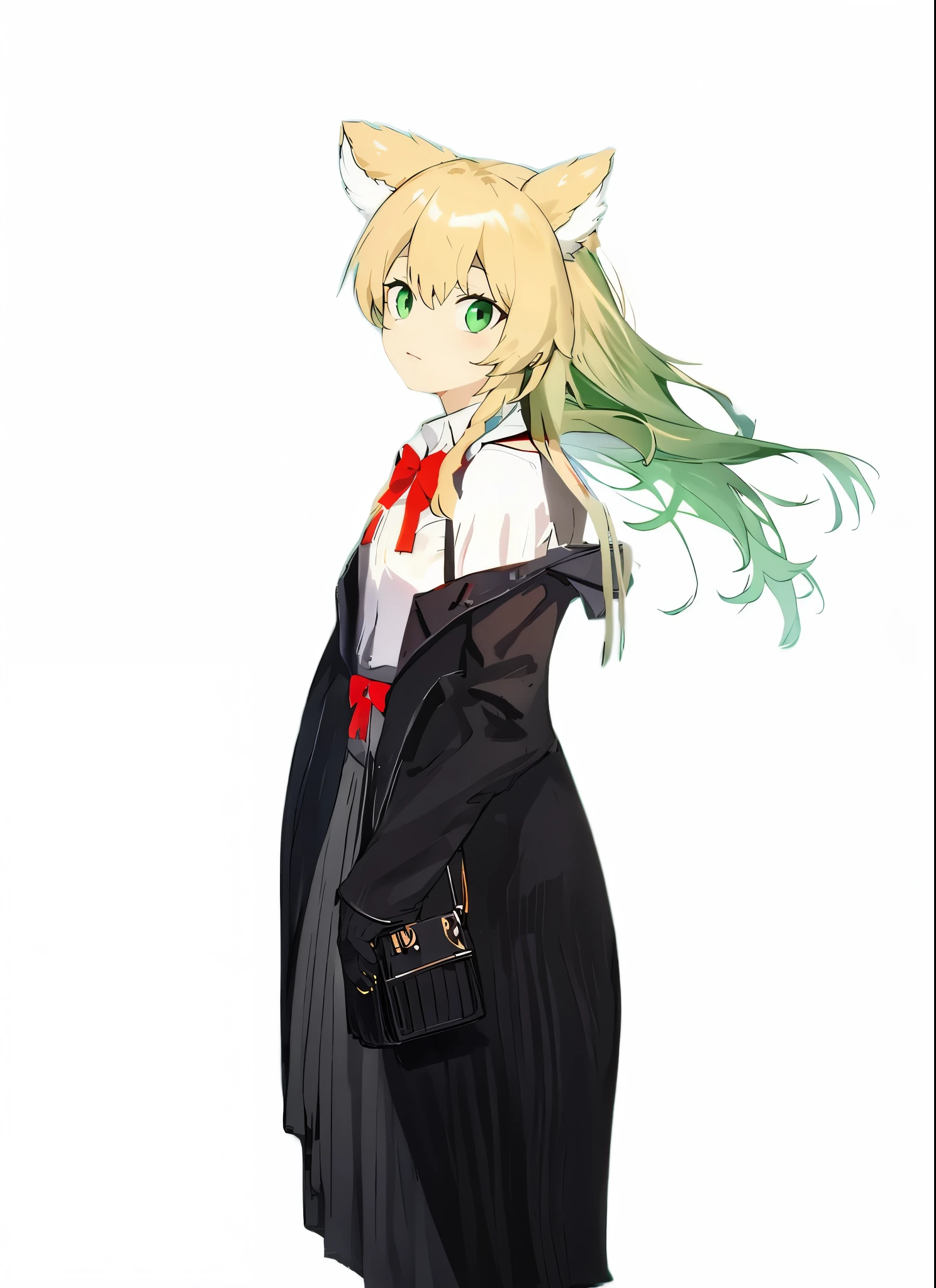 yellow green long hair,Drift in the wind