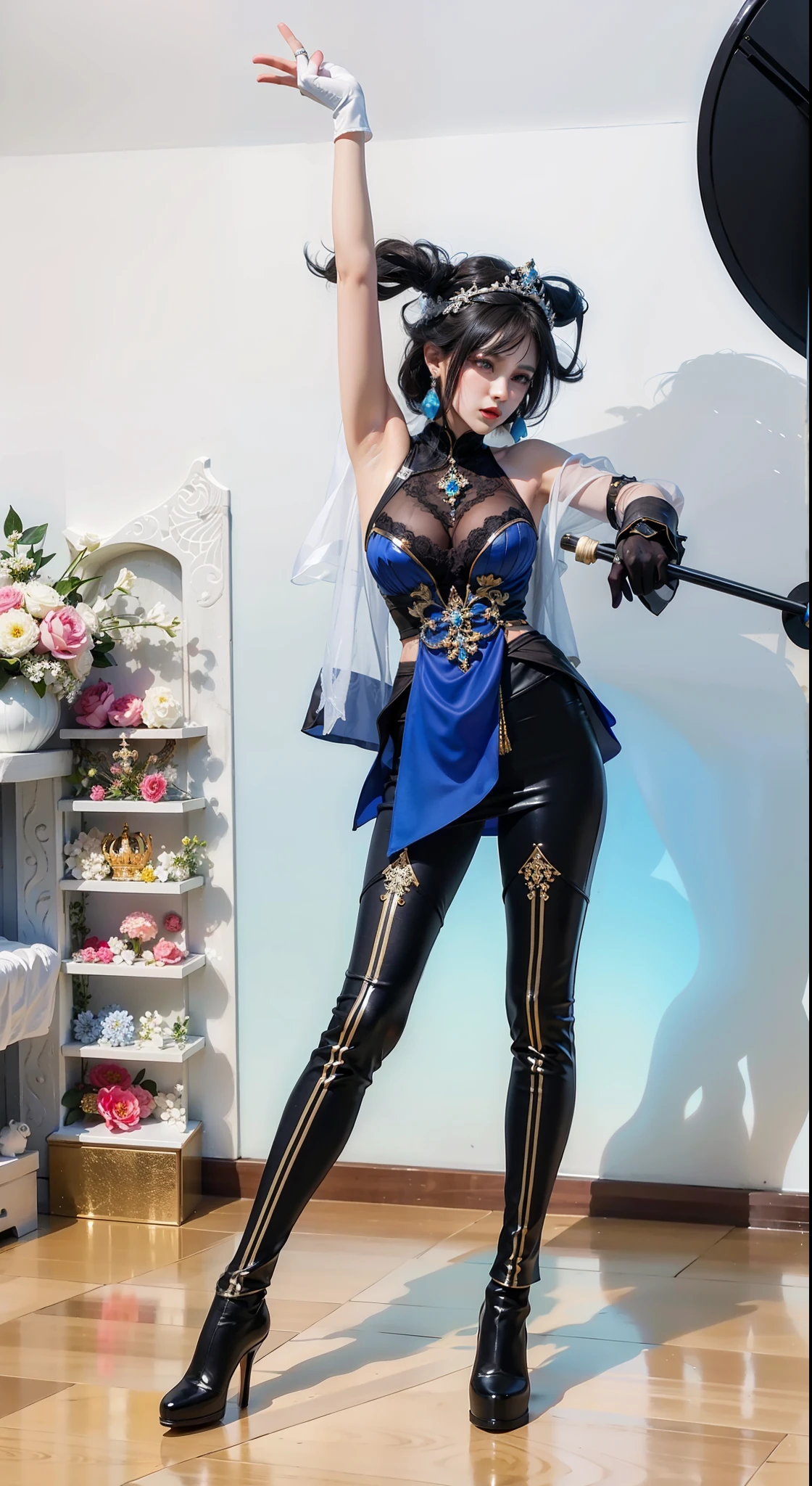 Royal sister,exquisite eyes,ice queen,put the crown on your head,Detailed facial expressions body,tall figure,Gorgeous,Leg length,4k,HD,Sensual,translucent lace,白皙plump figure,pretty face,Little cherry mouth,beautiful and delicious(3D royal sister),plump figure,gloss gel coat,Queen in luxurious dress,Crystal Gem Crown,Over the knee,the most beautiful face,wearing gloves,Reaching for the sky