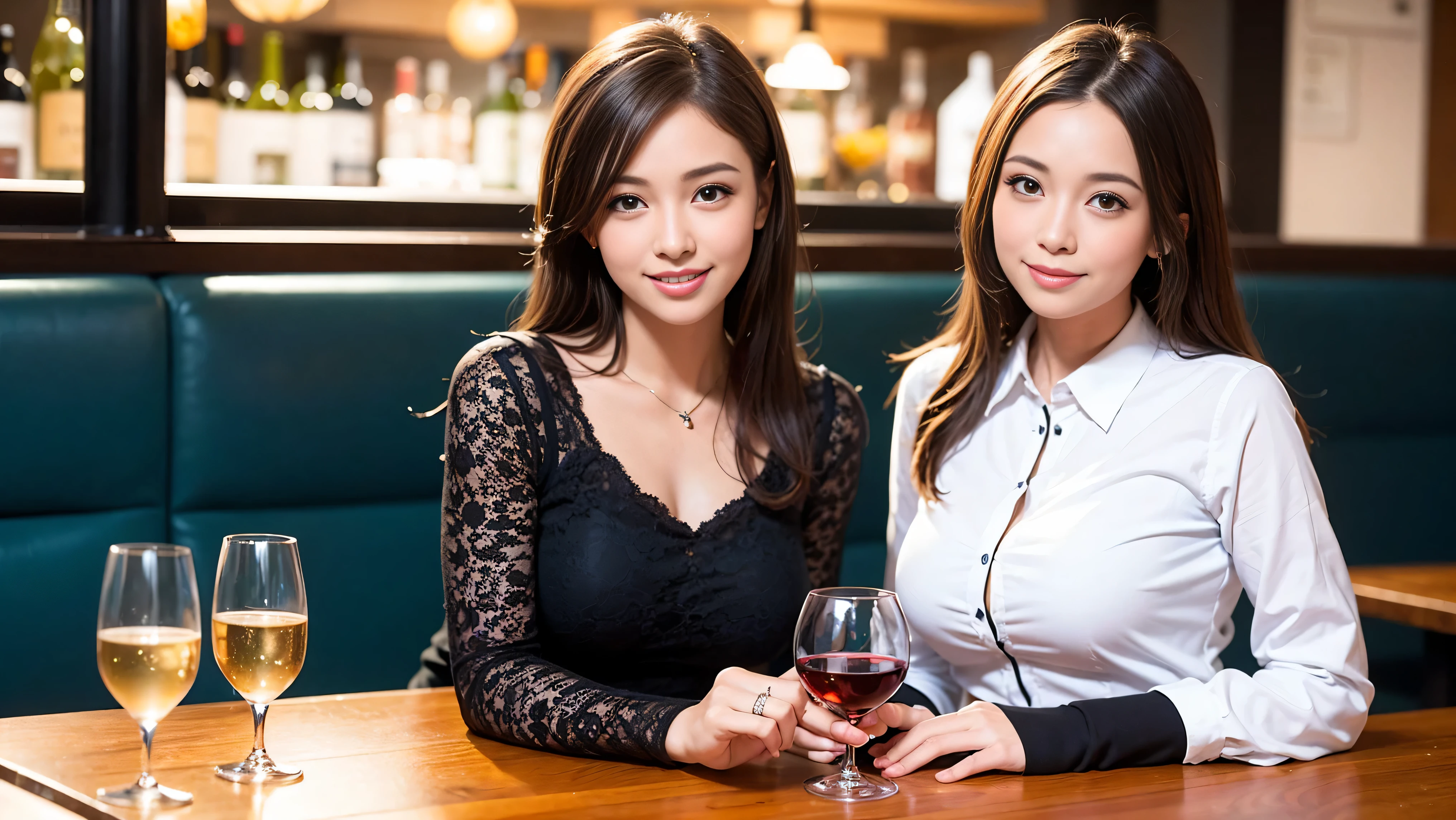 (including 64k, nffsw, highest quality, table top: 1.2), (realistic, photorealistic: 1.37), long sleeve shirt、winter fashion、Columbia、Brazilian、Japanese、Dutch、German、Portuguese、Belgian、Italian、French,Champagne、sparkling wine、 (slimフェイス), (slimボティ), (brown hair), (shortcut), neat beauty、cheeks turn a little red, (35 years old), 38 years old, alone, 窓の外には美しく緻密なnight景が広がります., restaurant, wine glassが座っている, nightに, in a prominent place (from the Upper body) nova frog style, actress, model, Upper body, White wine, slim, wine glass, Super Clean night View, wine glass Put in the Middle, Happy smile, (smile: 1.15), beautiful and detailed eyes, Upper body, bust japan up, night, short, short, actress, model, Upper body, White wine, slim, wine glass, Super Clean night View, wine glass Put in the Middle, Happy smile,