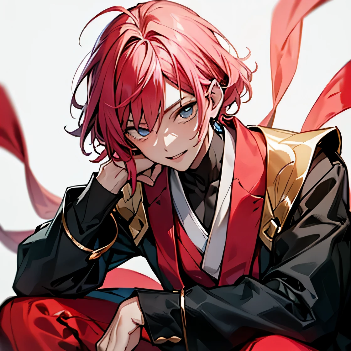 confused, High resolution, Super detailed), 1 person,pink hair、Man in kimono、kimono、Onmyoji、beautiful boy