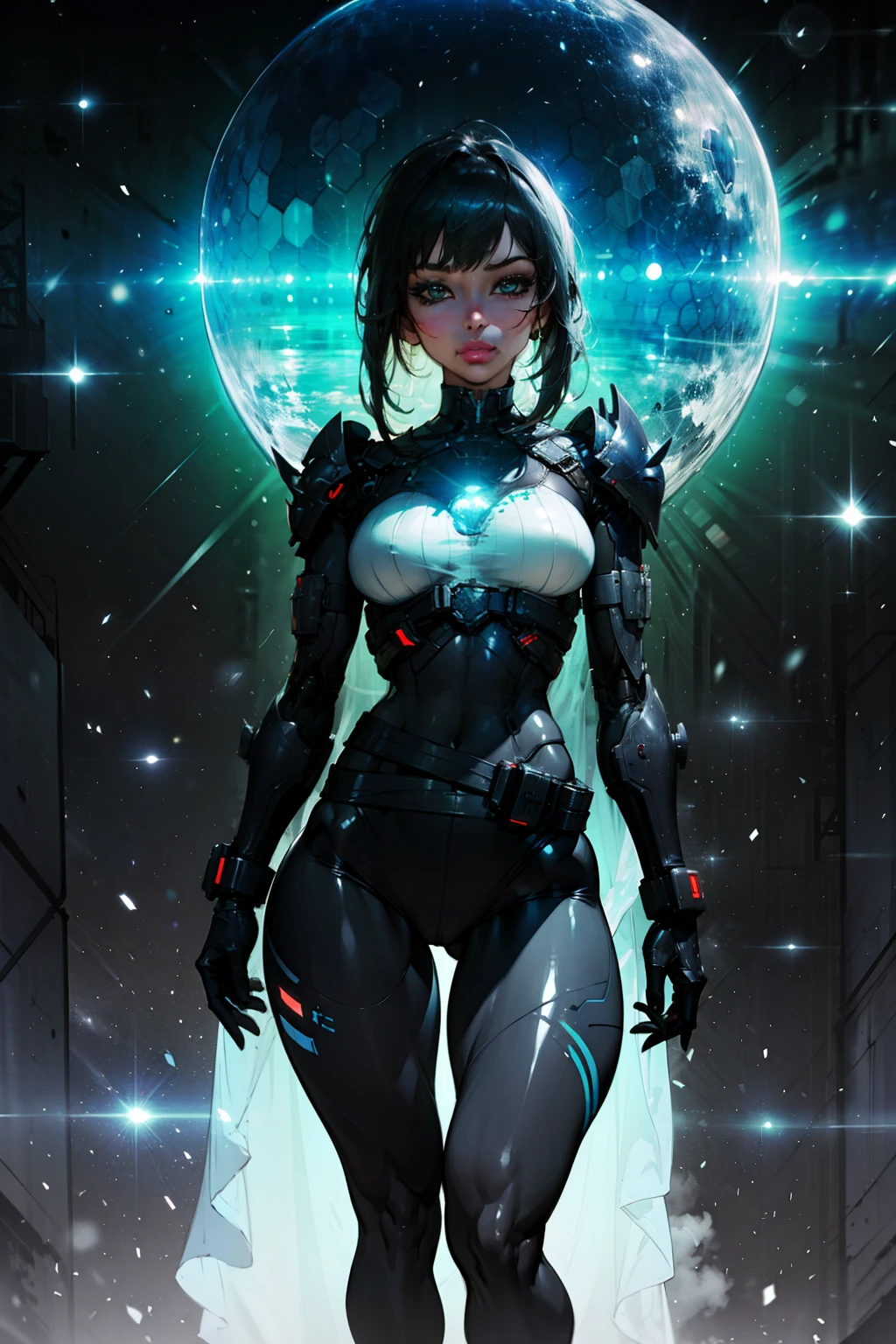 (((from face to the waist:1. 3)), (((beauty slim shape)))) best quality, hyperrealistic masterpiece, astonish anime beauty tight cyberpunk mech suit superheroine, portrait photorealist, perfect and realist skin, glowing sharp vivid colors eyes, HDR, 4k