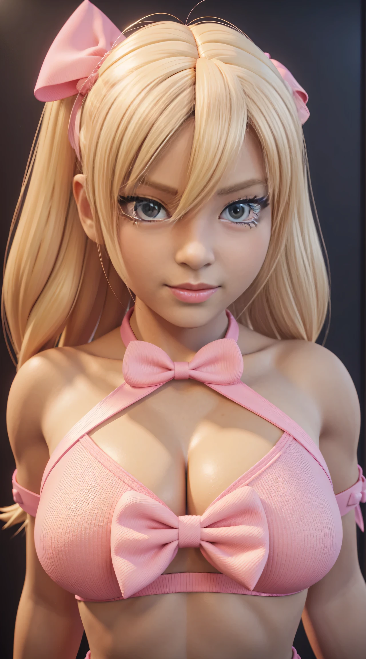 Cartoon girl with blonde hair and pink ribbon on her ?????, 3D icon for mobile game, High detail of an iconic character, cute cartoon character, cute 3 d render, 3 d character art, Cartoon render Keyshot, adorable digital painting, cute character, @ ZBrush, stylized 3 d, Cartoon character, 3D character, 3D character