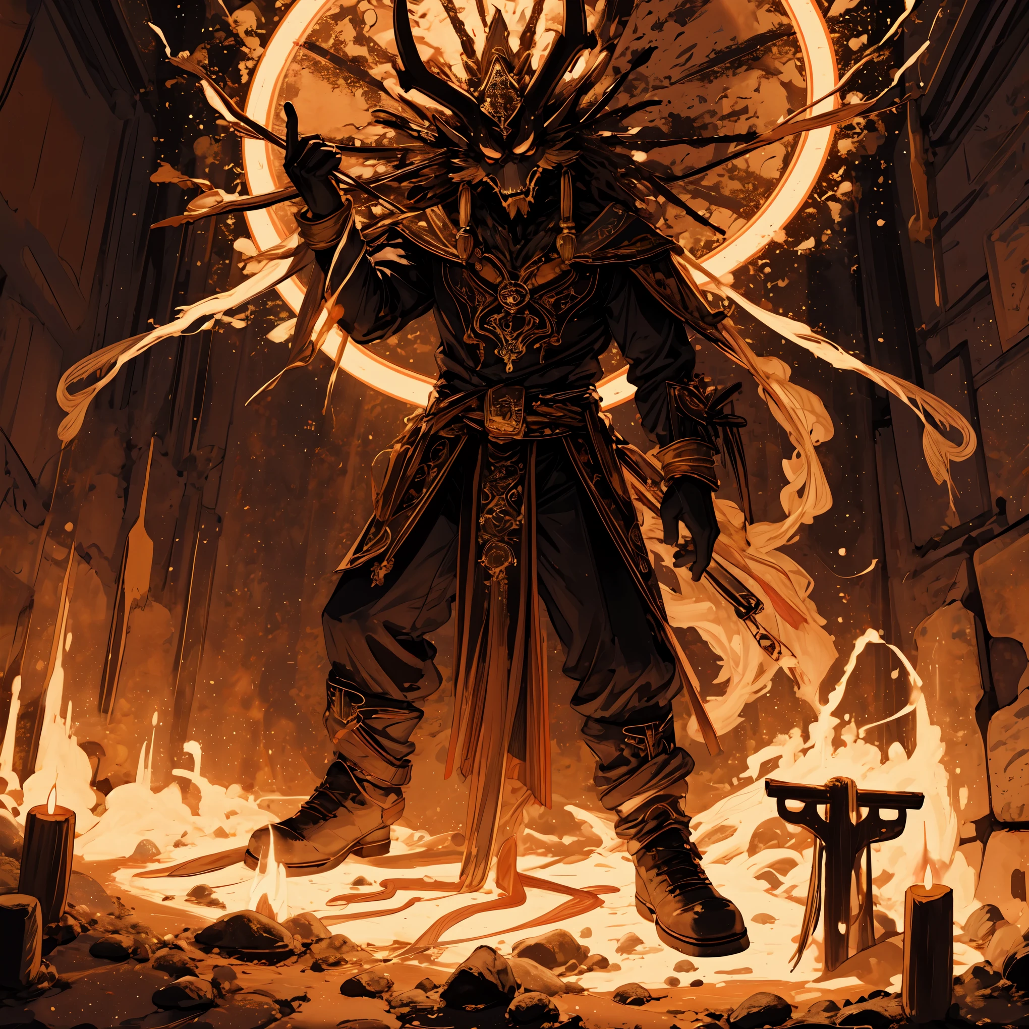 highres, top quality, best quality, paid reward available, High-quality illustrations, unparalleled masterpiece, perfect artwork, absurdres, perfect anatomy, standing in room, summoning an eldritch god,, summoning undead friends, spellcasting pose, album art, mmorpgs scene, dynamic angle,