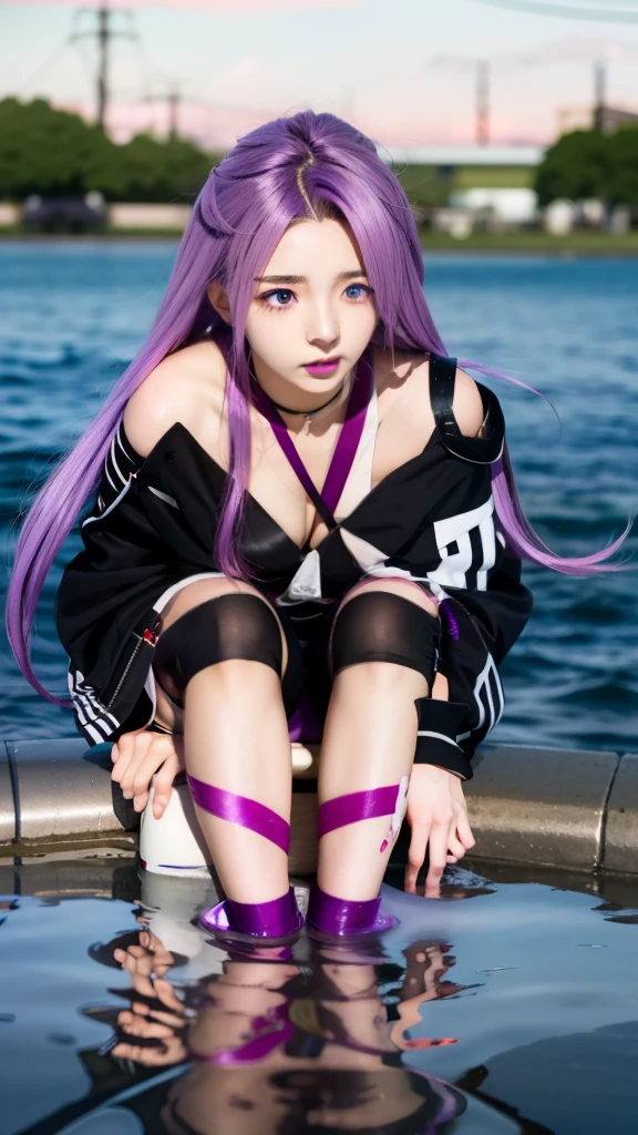 anime girl with purple hair and purple eyes in the water, anime style like fate/stay night, seductive anime girl, gapmoe yandere grimdark, the anime girl is crouching, female action anime girl, nightcore, ahegao, dark purple hair and cybernetics, demon anime girl, shalltear bloodfallen, digital art from danganronpa