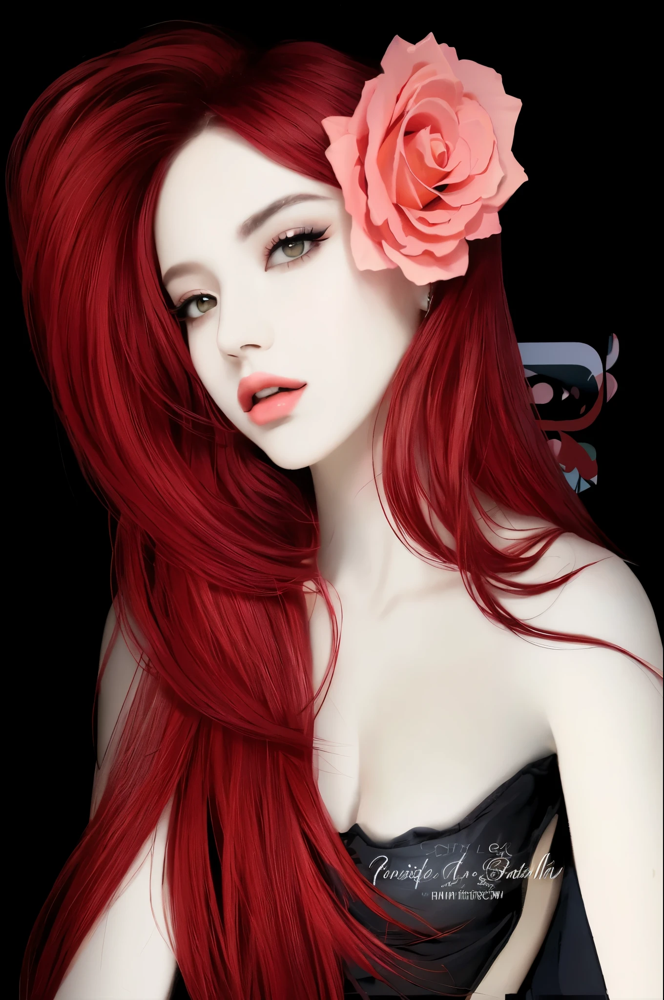 hay una mujer pelirroja y una rosa en el pelo, gorgeous digital art, en estilo de pintura digital, beautiful gorgeous digital art, in digital illustration style, pintura digital sensual, una oveja, pintura digital brillante, pintura digital de estilo, in bowater art style, hermoso arte digital, chica de pelo rojo, beautiful digital illustration