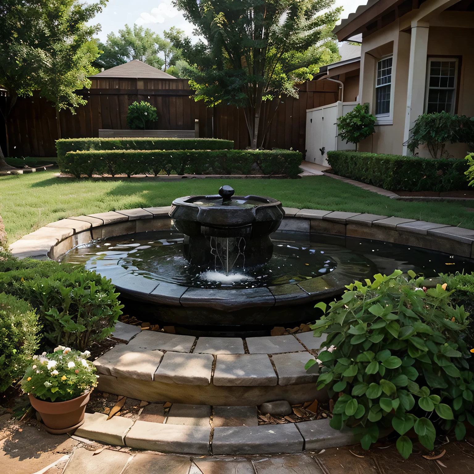 Front Yard Gardening garden sculptures and water features.