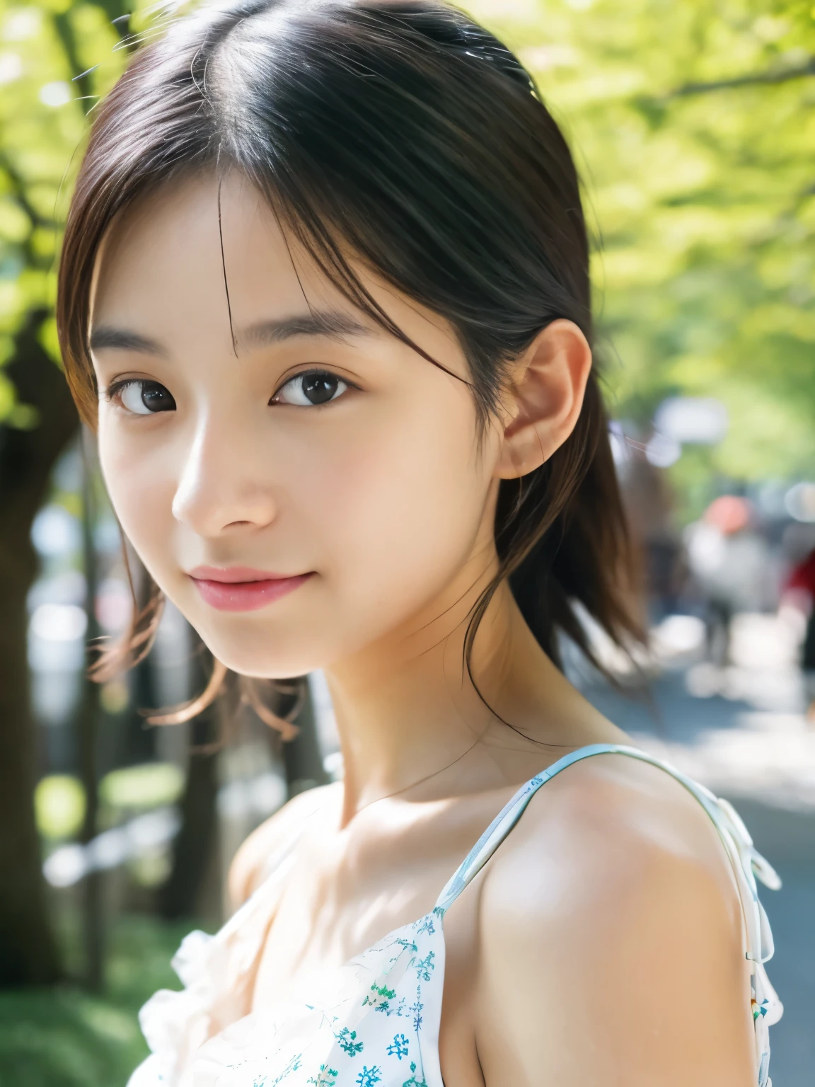 Photoreal, 8k Full Length Portrait, Beautiful woman, attractive look, Clear type, 18-year-old, Tokyo, 2024, spring, Shibuya in the background