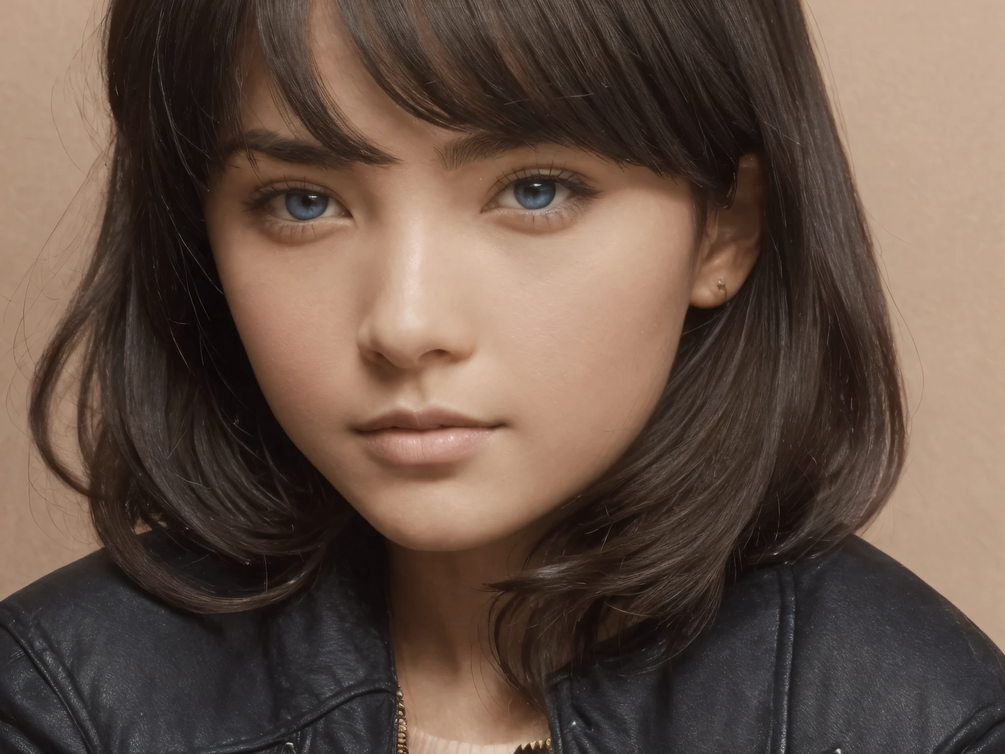 Black hair,Heteropupil,Blue-brown eyes,wearing jacket