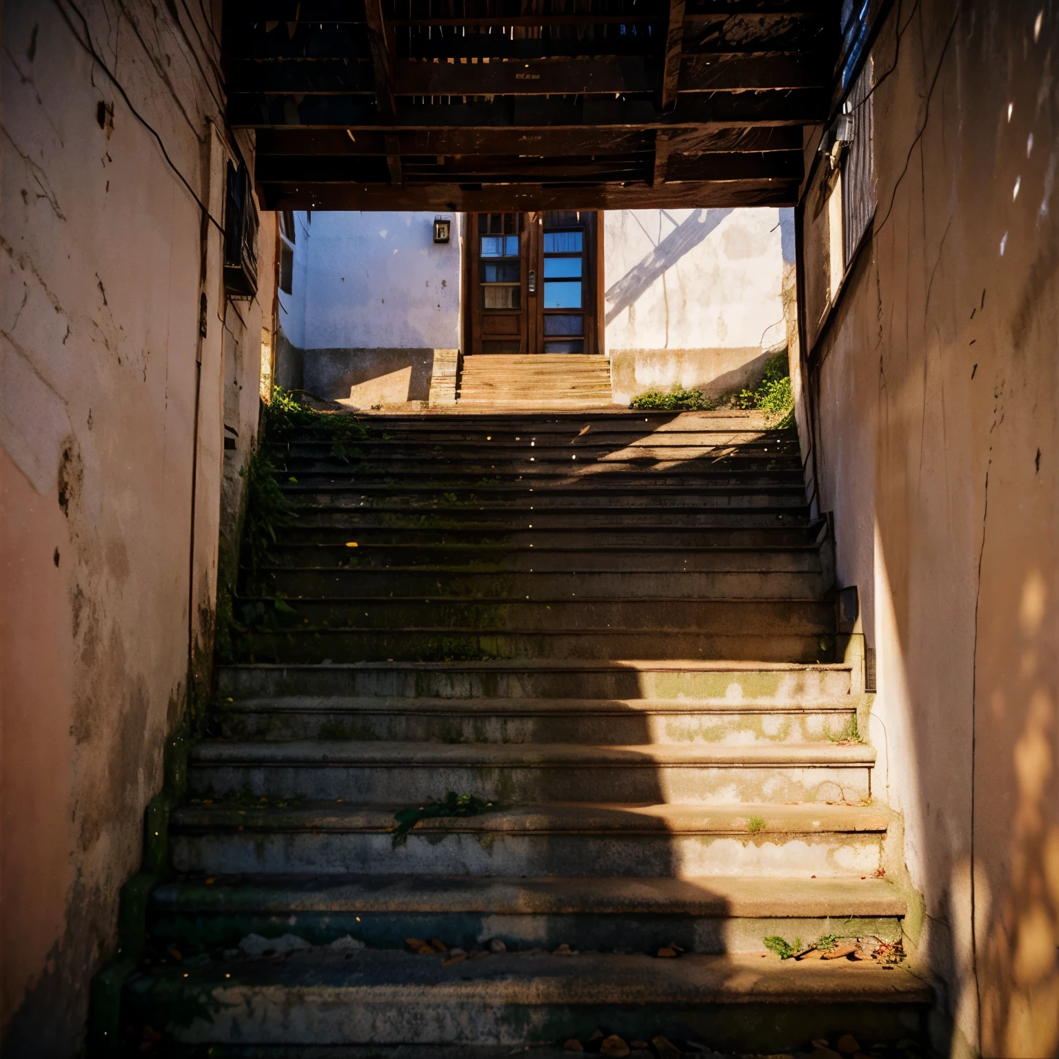 one person,stairs,No other decorations,concise