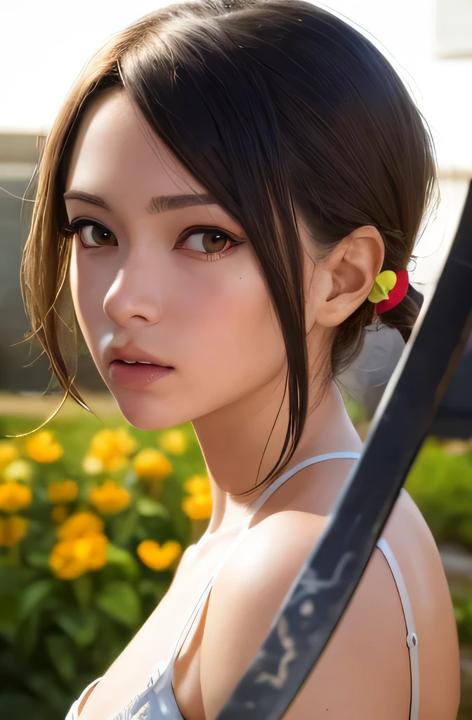 (masterpiece, highest quality:1), (realistic:1.2), light, written boundary depth, (detailed face, face focus:1), game CG, Super detailed, 8k, intricate details, hiqcg,
1 girl, alone,anime, looking at the viewer, kunoichi, 15 years old, Upper body, Japanese sword,