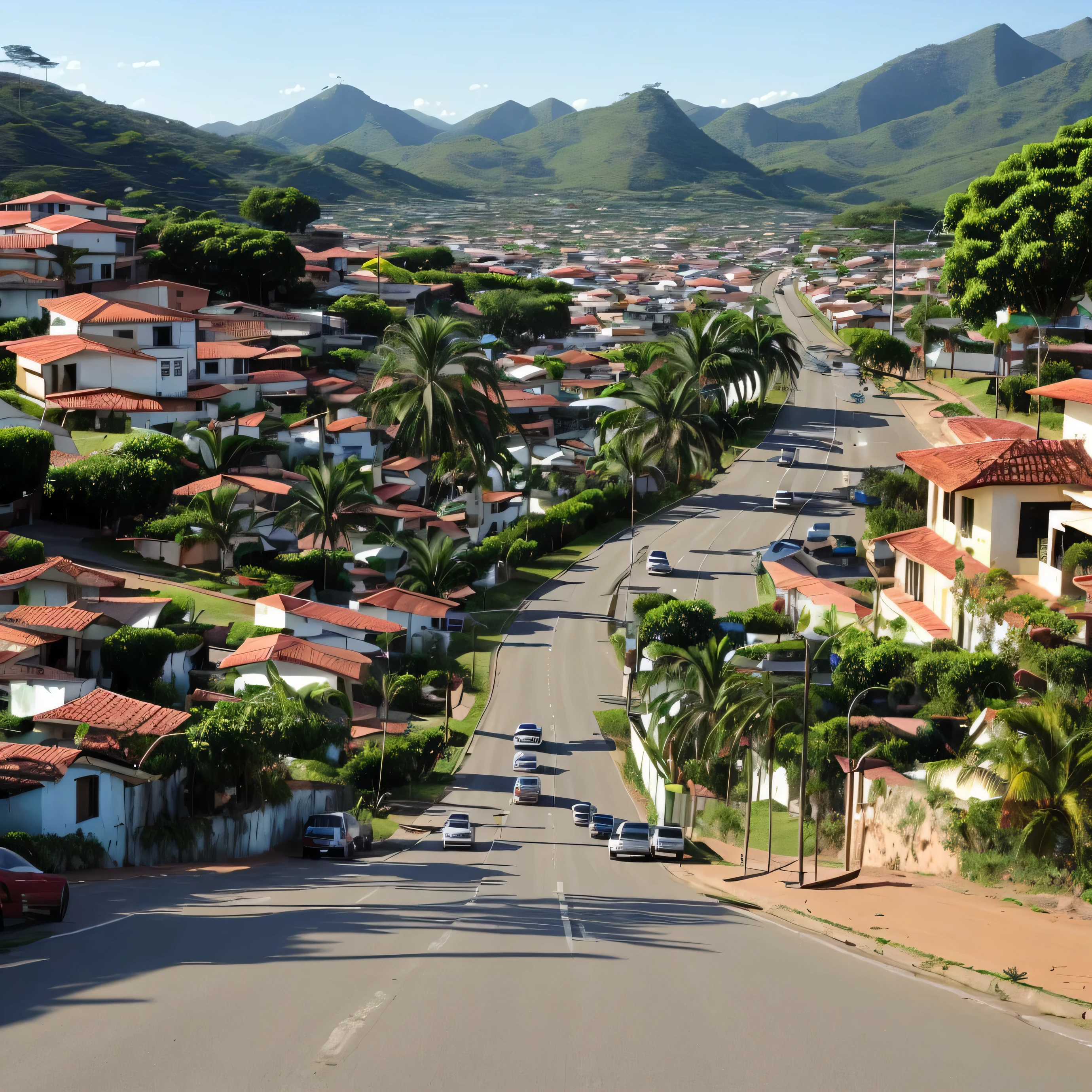 (melhor qualidade,high resolution,Realista:1.37),antiga vila no meio das montanhas,rustic houses,atmosfera serena,lush vegetation,Historic architecture,estradas pavimentadas com pedras,Becos estreitos,vinhas e flores crescidas,telhados vermelhos tradicionais,steep mountain slopes,picos imponentes,Sky covered in clouds,luz solar rompendo as nuvens,raio de luz iluminando a aldeia,cobblestone bridge over a peaceful river,wooden water mills,smoke coming out of chimneys,habitantes locais vestidos com roupas tradicionais,ovelhas pastando nos prados,peaceful and idyllic ambiance,paleta de cores suaves,ample sunlight filtered through the trees,paisagem pitoresca,ar puro e limpo da montanha,vista majestosa das montanhas circundantes,historic charm with a touch of nature,small cafes with wooden tables and chairs,local artisans showing their traditional skills,bandeiras tremulando na brisa,traditional festivals and celebrations that bring the village to life,harmonia entre a natureza e o assentamento humano,comunidade vibrante e animada.